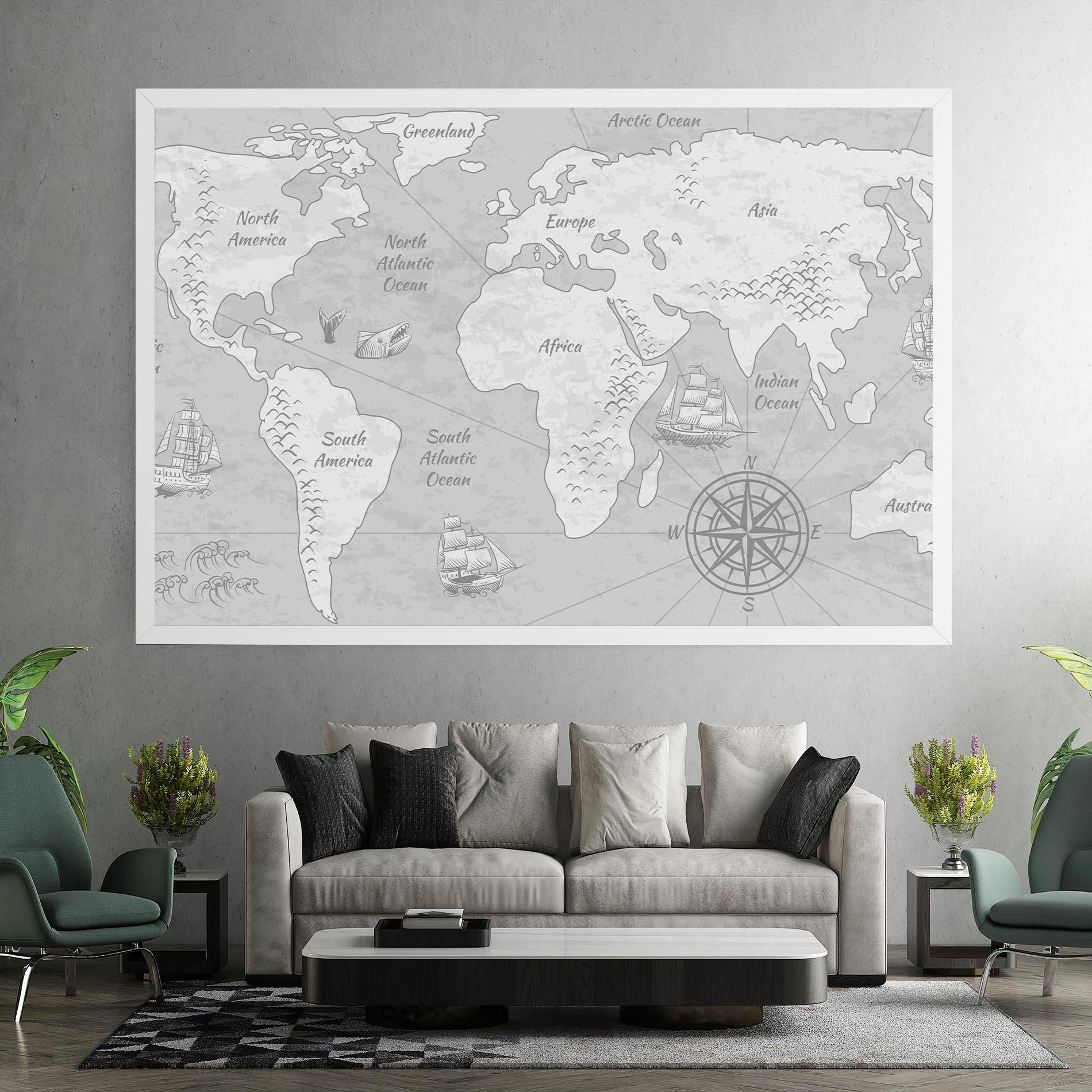 Leinwandbild Grey Old Map mockup 7