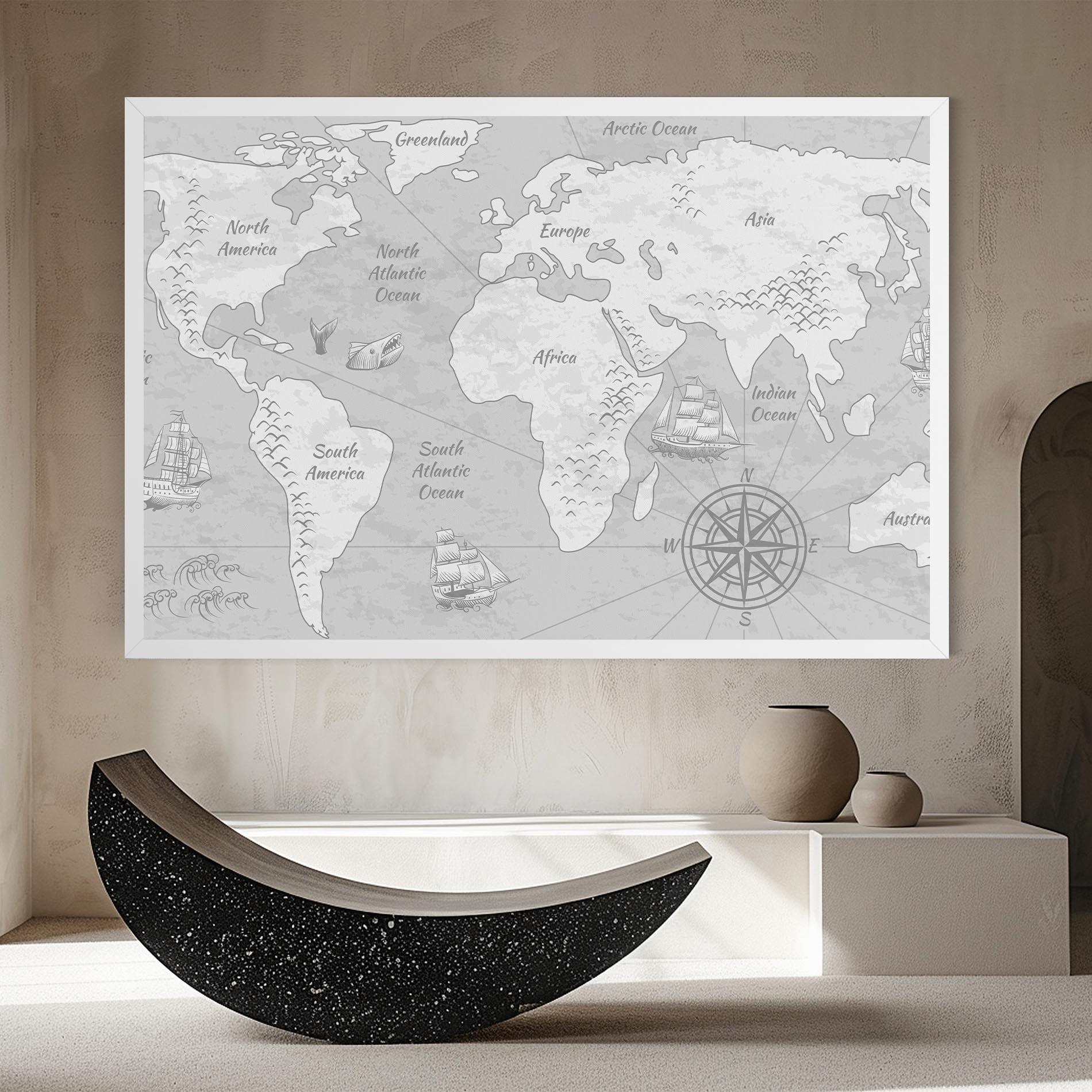 Leinwandbild Grey Old Map mockup 8