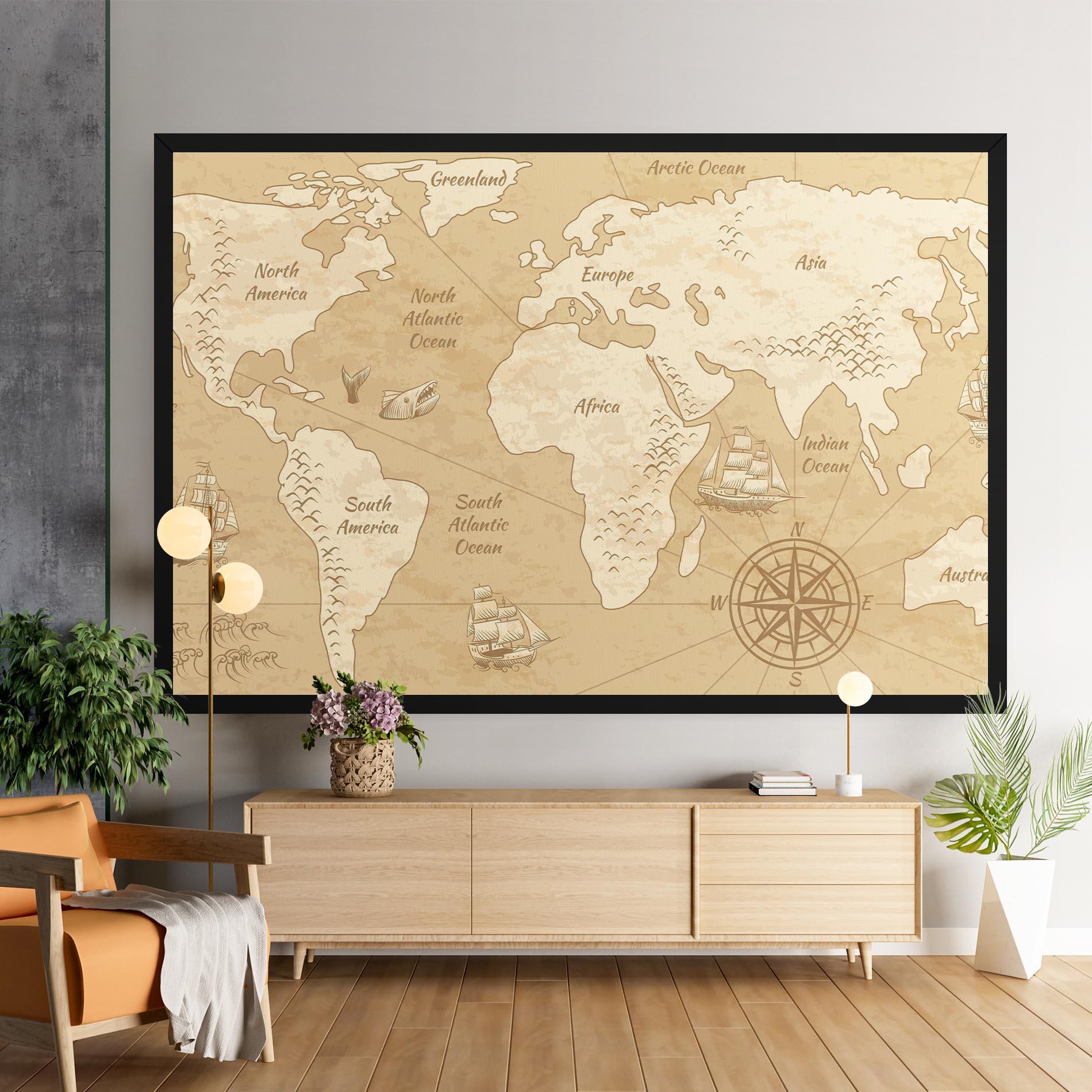 Leinwandbild Old Continents Map mockup 9