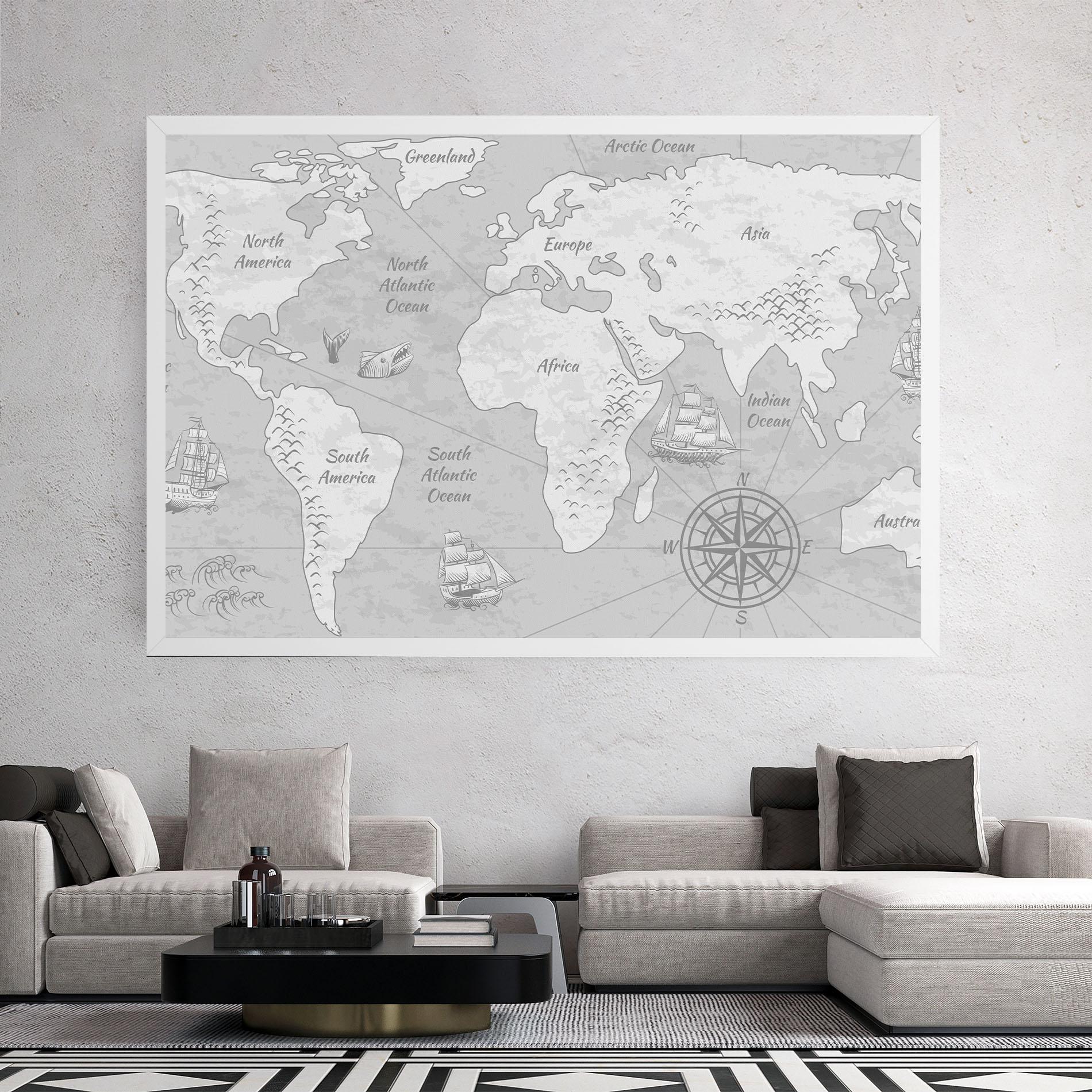 Leinwandbild Grey Old Map mockup 2