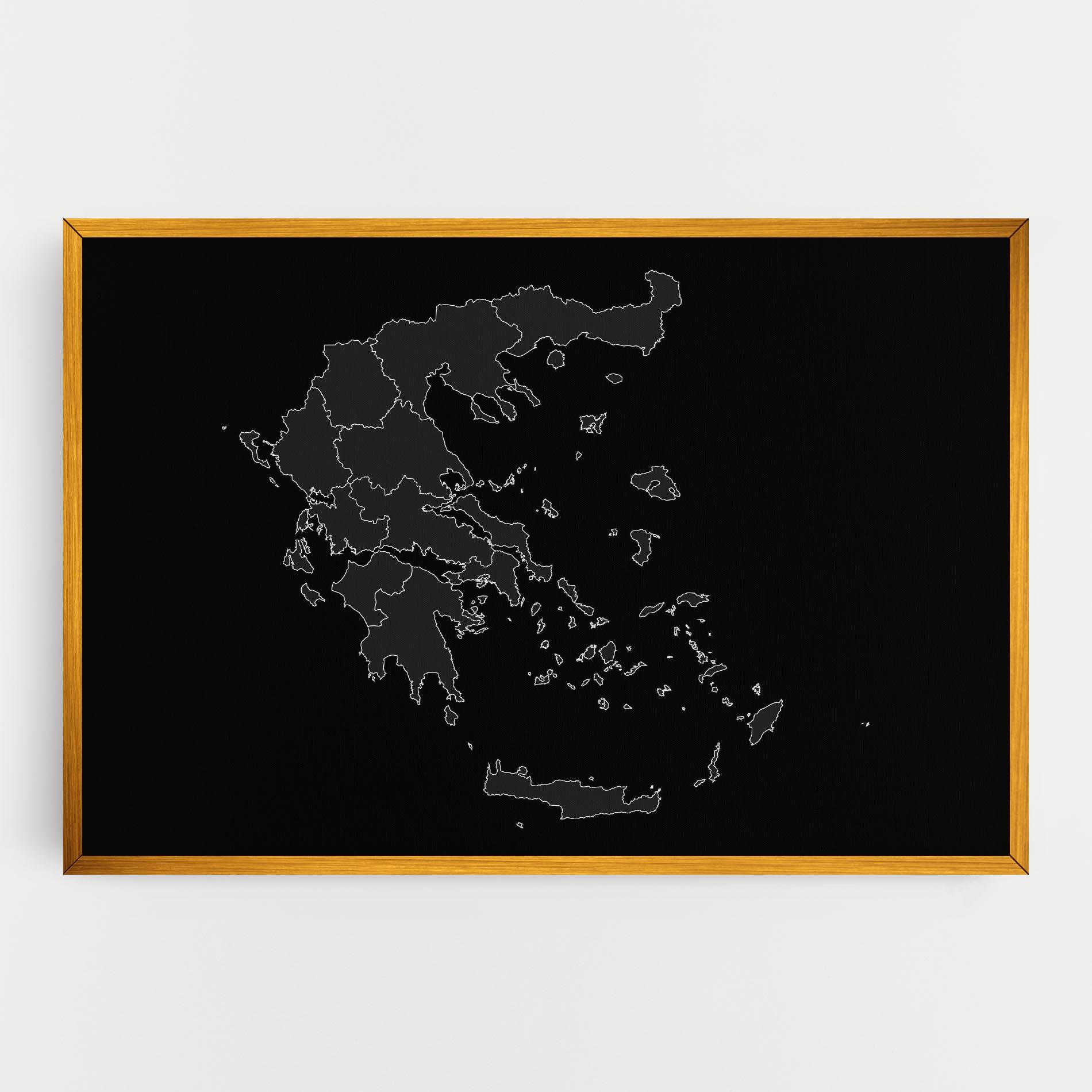 Leinwandbild Greece Grey Map mockup 0