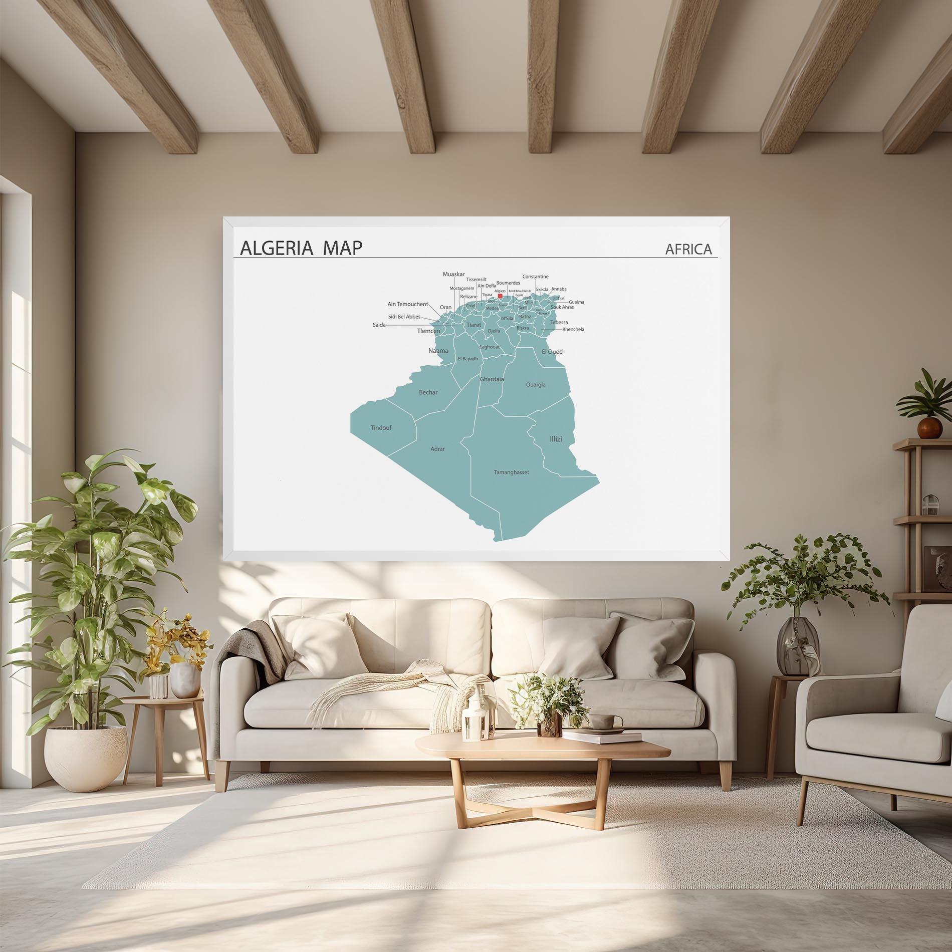 Leinwandbild Algeria Map mockup 6