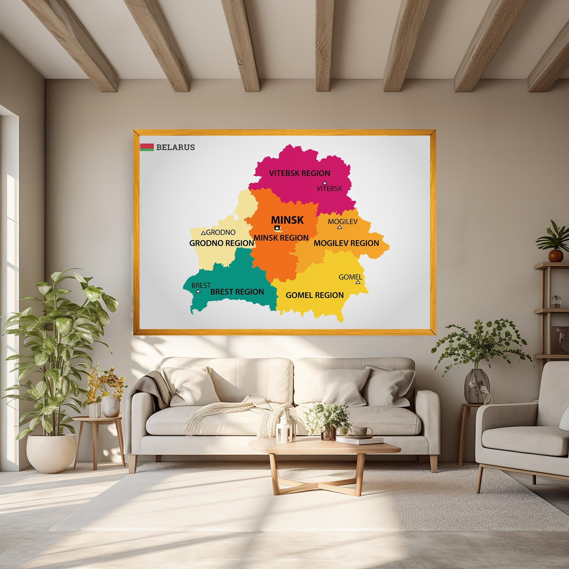 Leinwandbild Belarus Color Map mockup 6