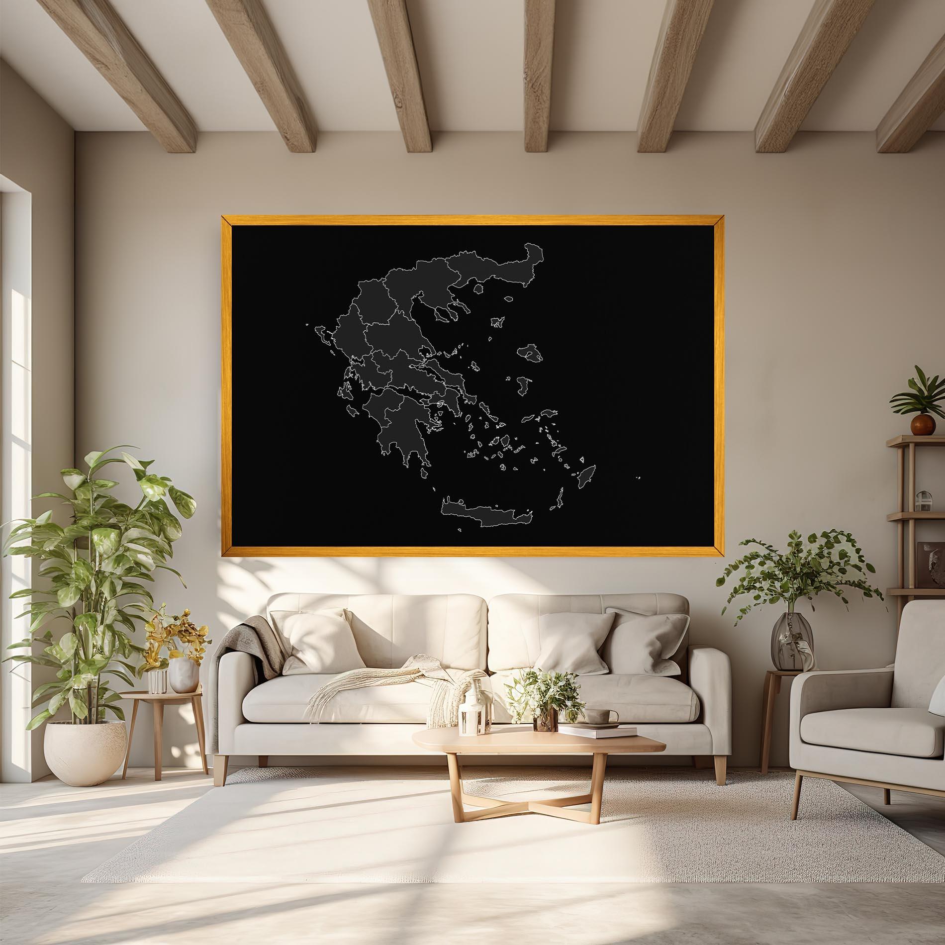 Leinwandbild Greece Grey Map mockup 6