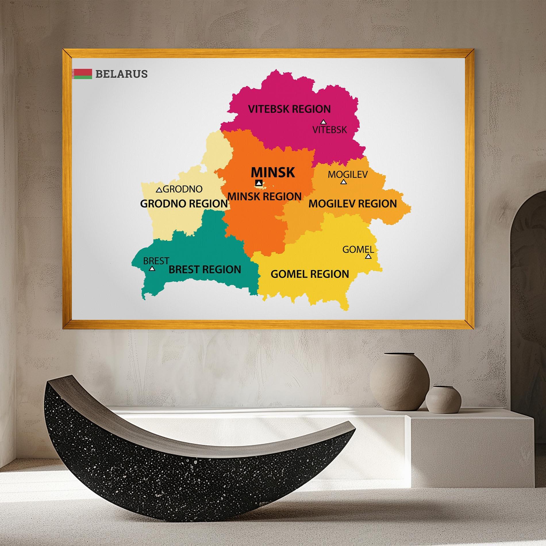 Leinwandbild Belarus Color Map mockup 8