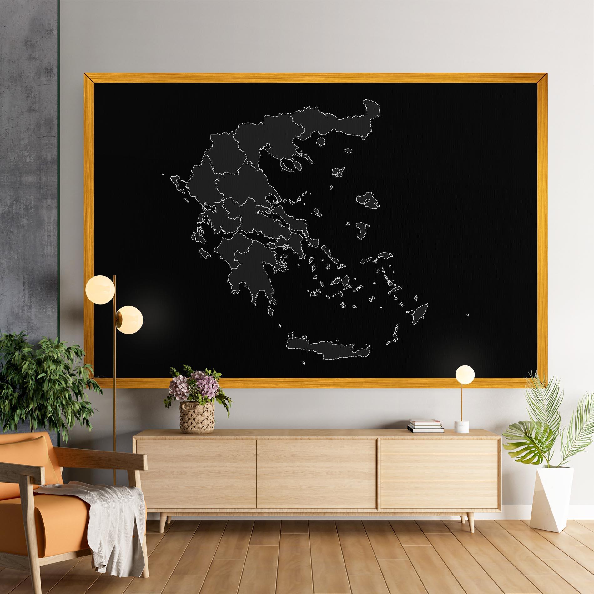 Leinwandbild Greece Grey Map mockup 9
