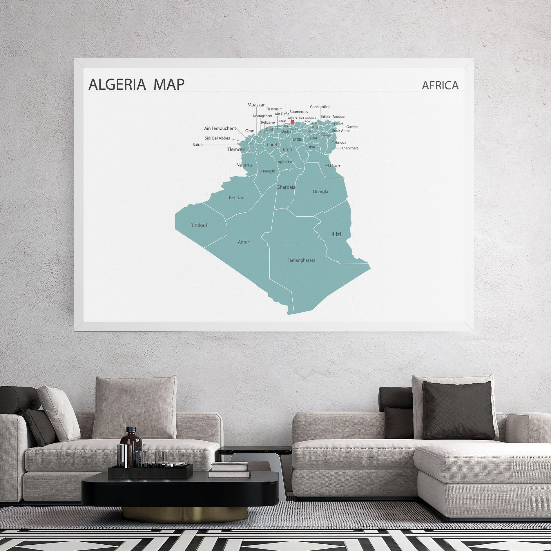 Leinwandbild Algeria Map mockup 2
