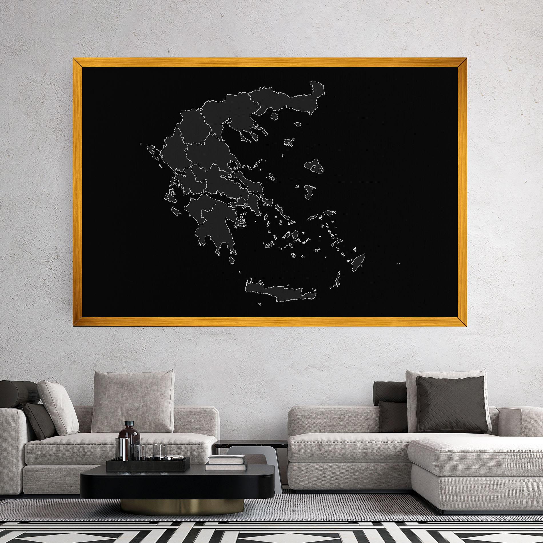 Leinwandbild Greece Grey Map mockup 2