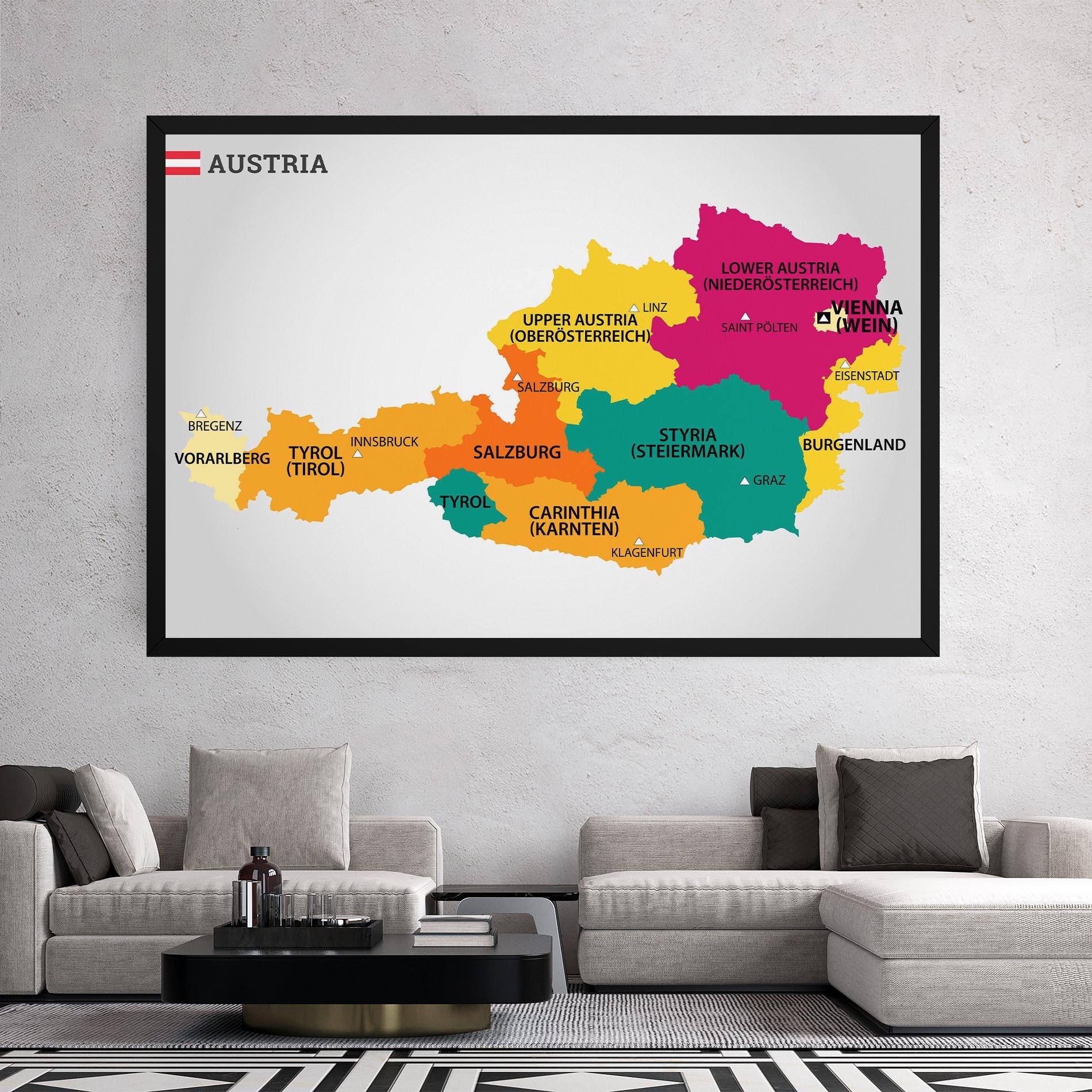 Leinwandbild Austria Color Map mockup 2