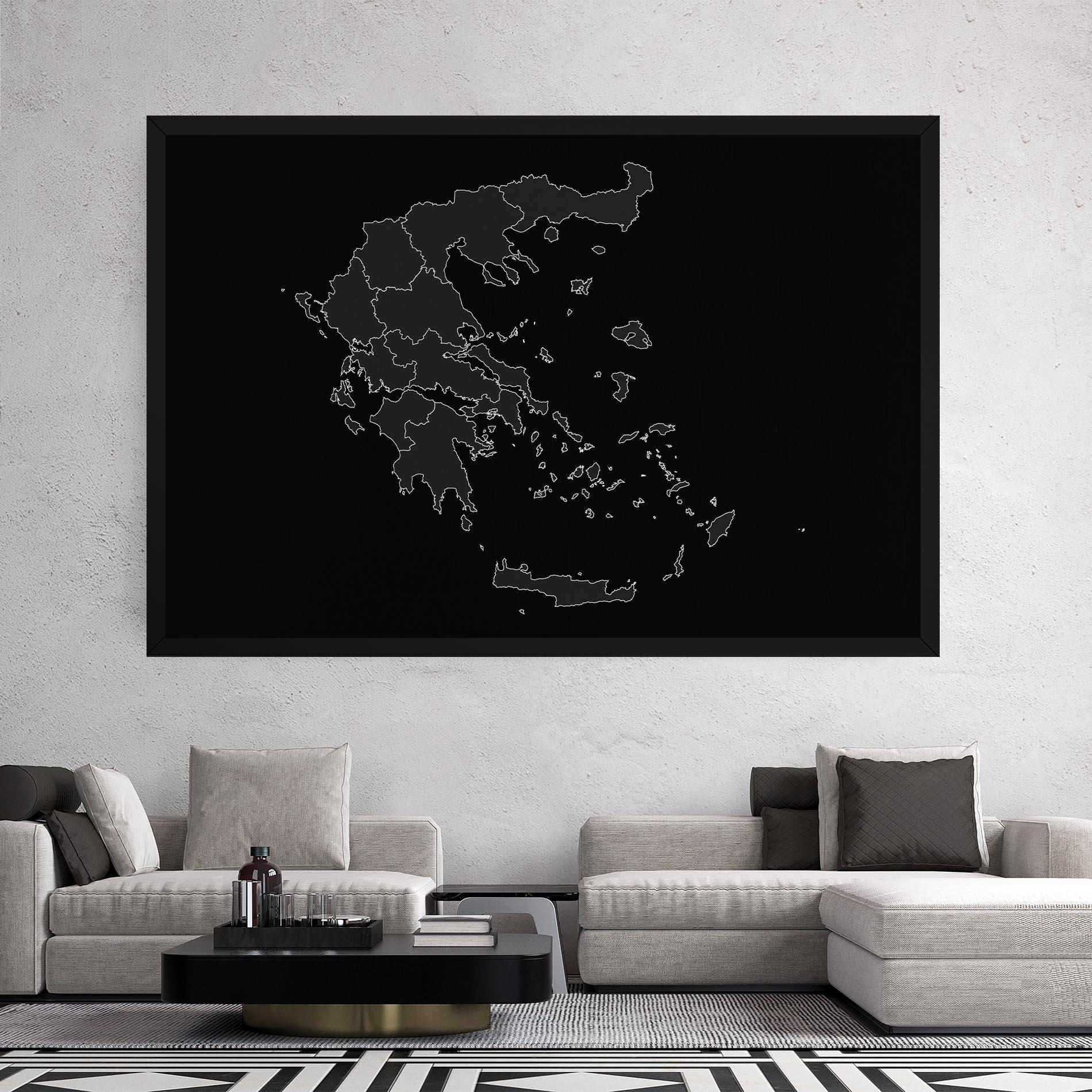 Leinwandbild Greece Grey Map mockup 2