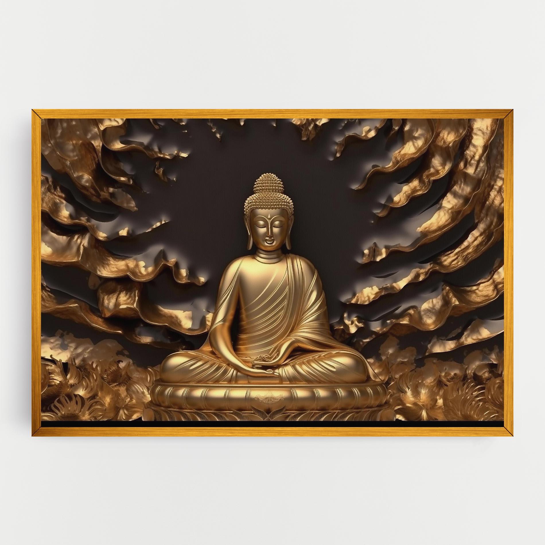Leinwandbild Gold 3d Buddha mockup 0