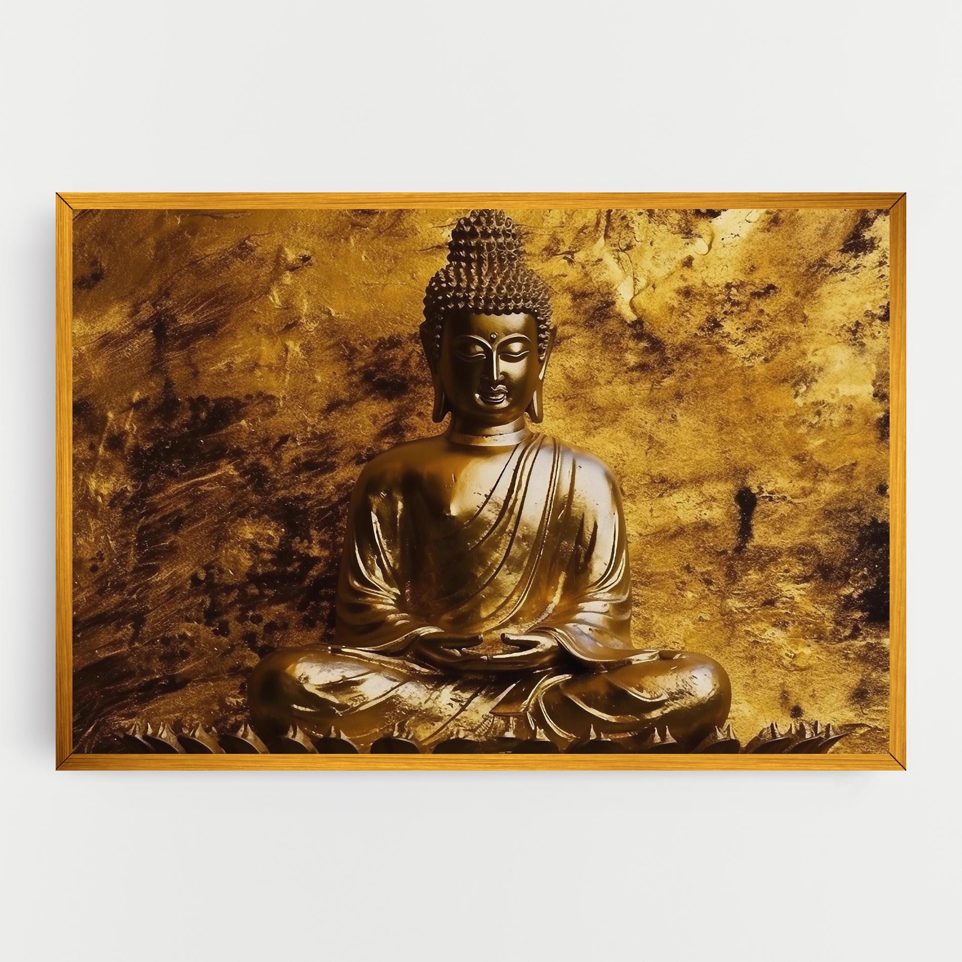 Leinwandbild Statue Gold Buddha mockup 0