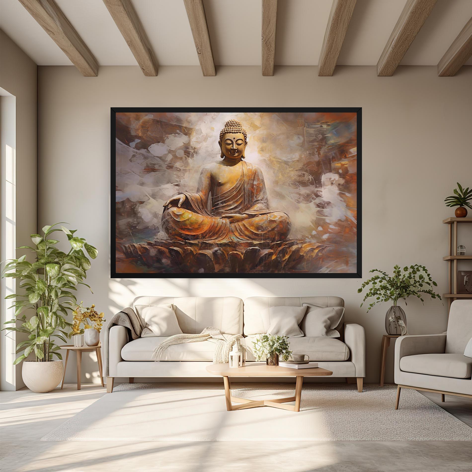 Leinwandbild Cream Orange Buddha mockup 6