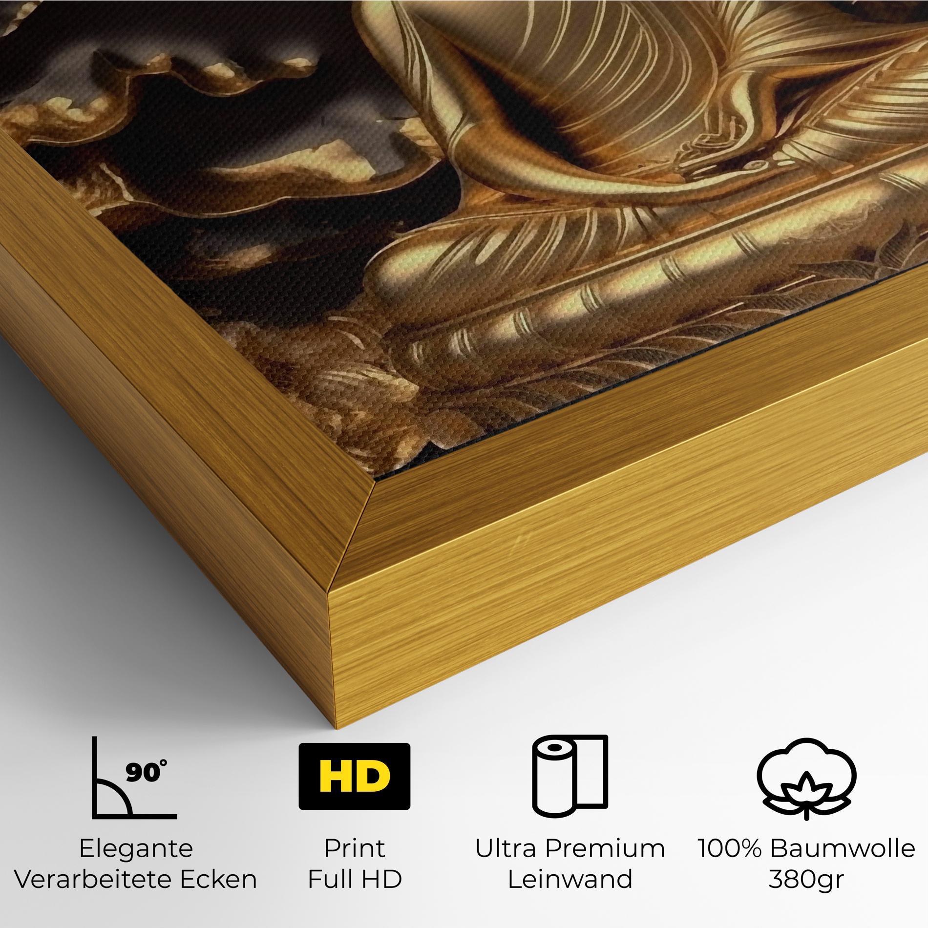 Leinwandbild Gold 3d Buddha mockup 4