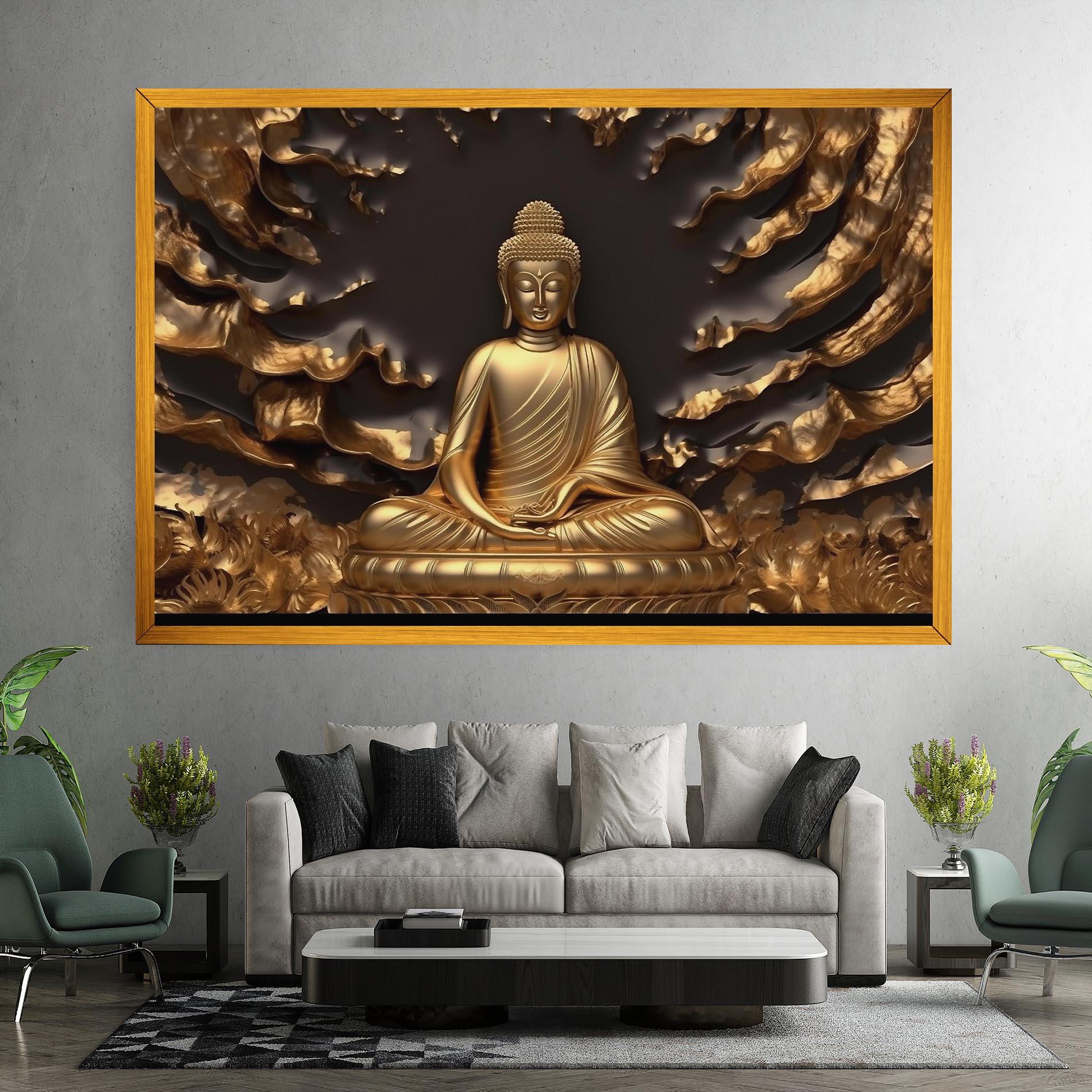 Leinwandbild Gold 3d Buddha mockup 7