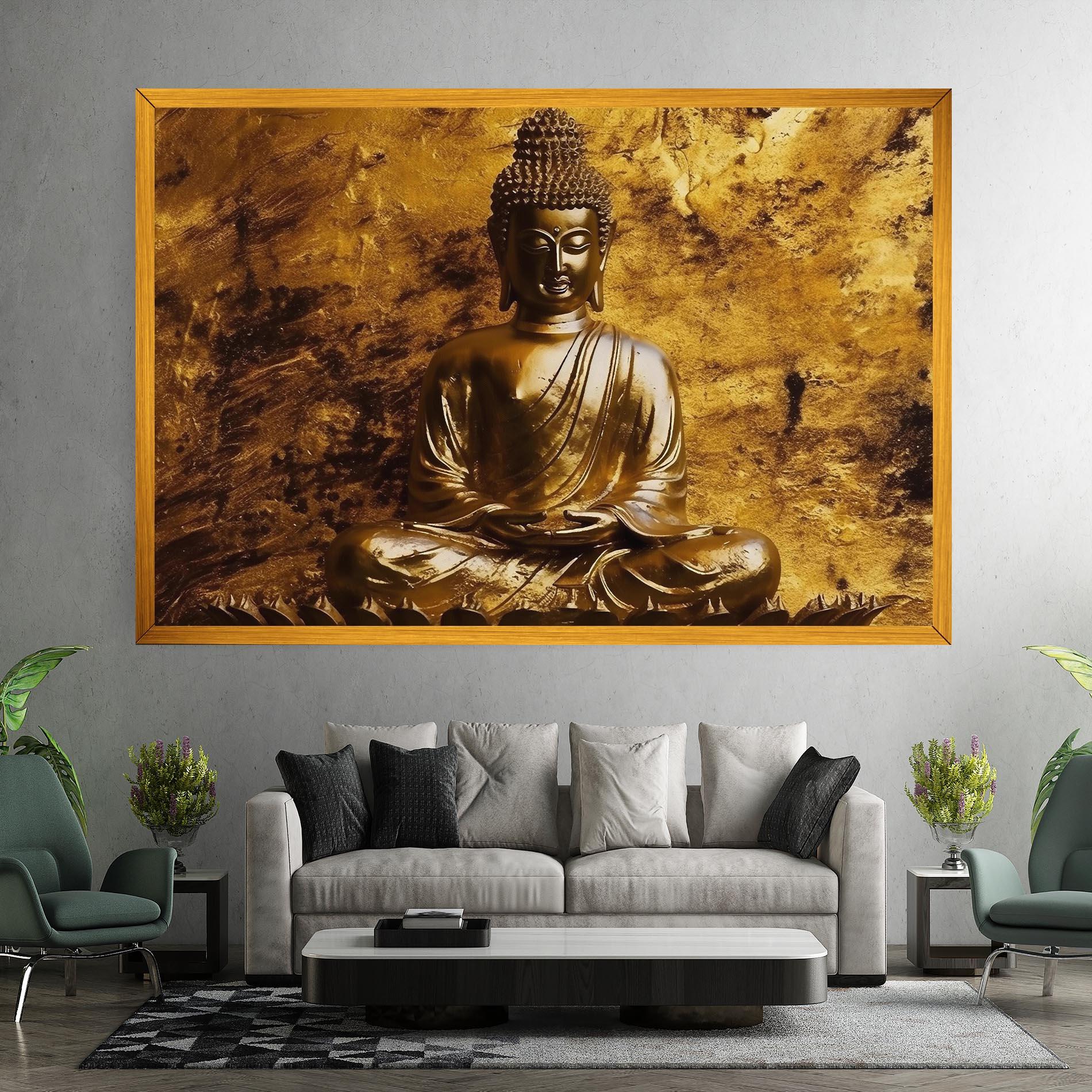 Leinwandbild Statue Gold Buddha mockup 7
