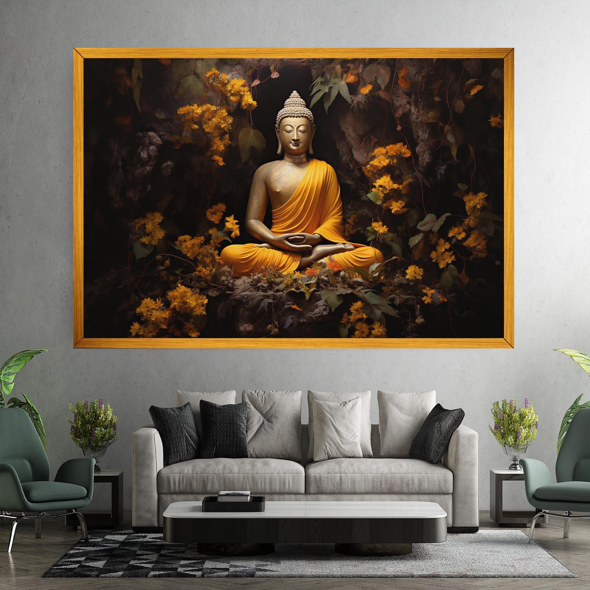 Leinwandbild Yellow Light Buddha mockup 7