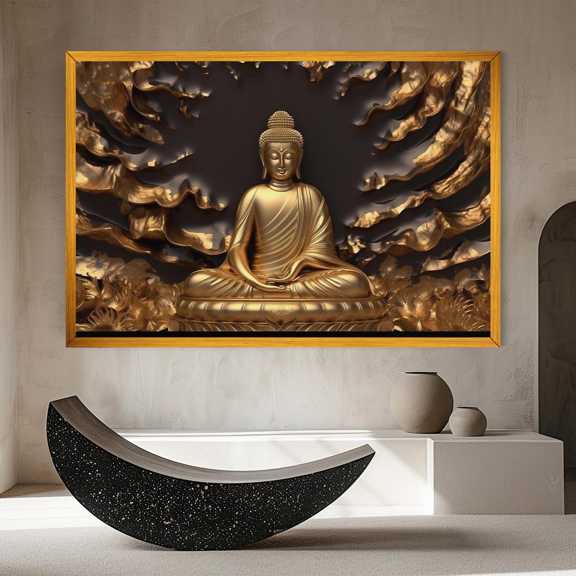 Leinwandbild Gold 3d Buddha mockup 8
