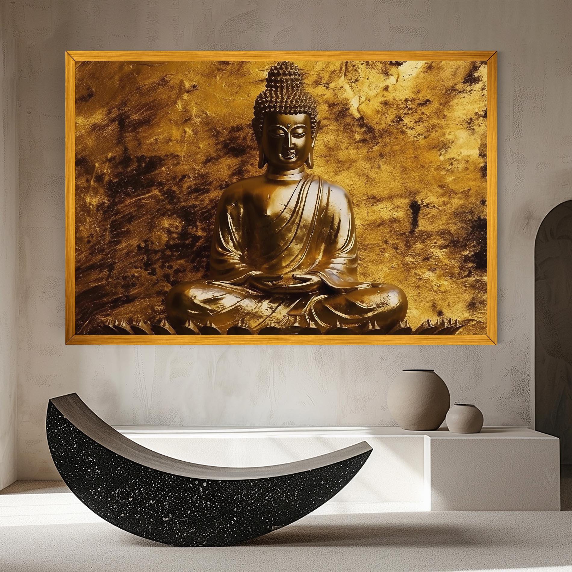 Leinwandbild Statue Gold Buddha mockup 8