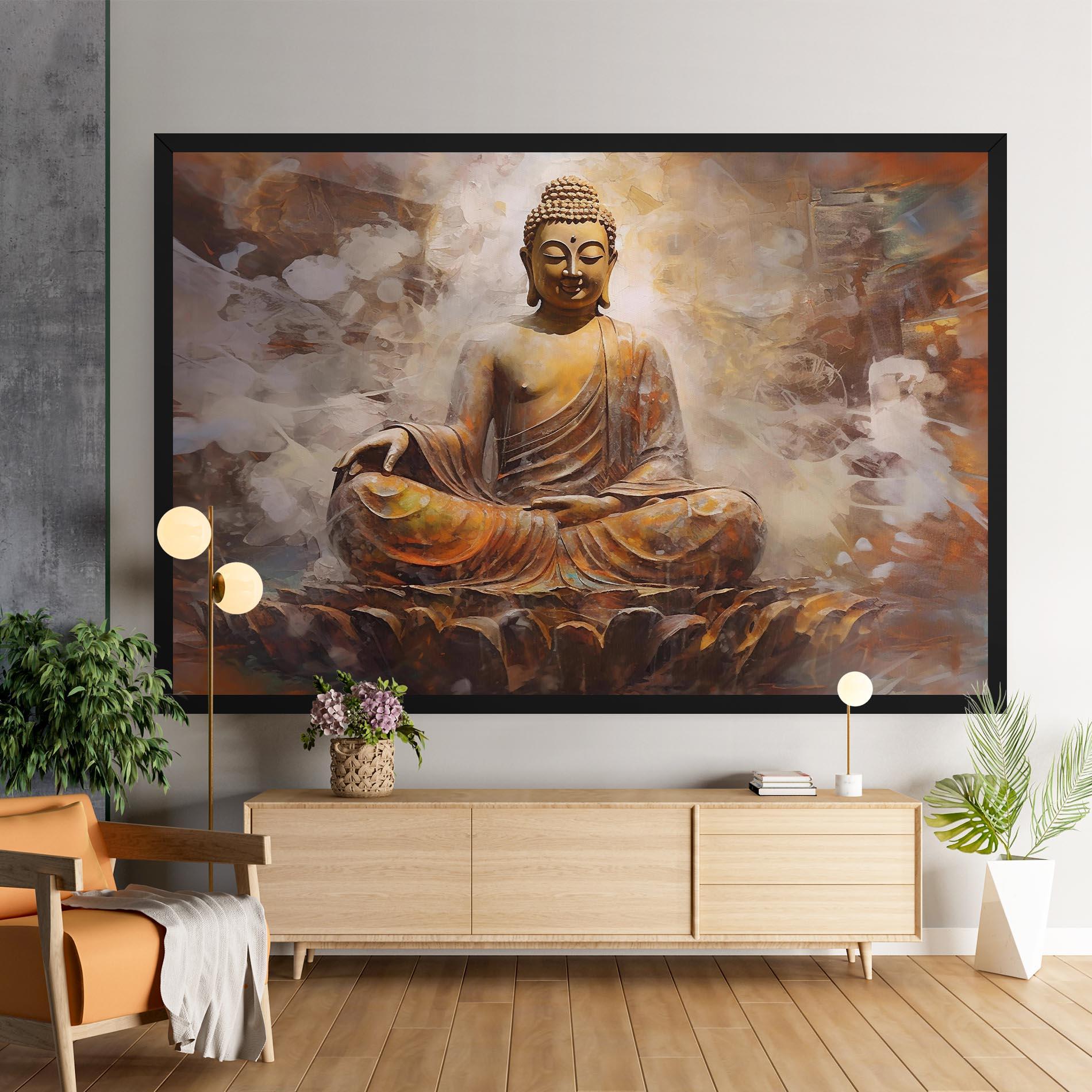 Leinwandbild Cream Orange Buddha mockup 9