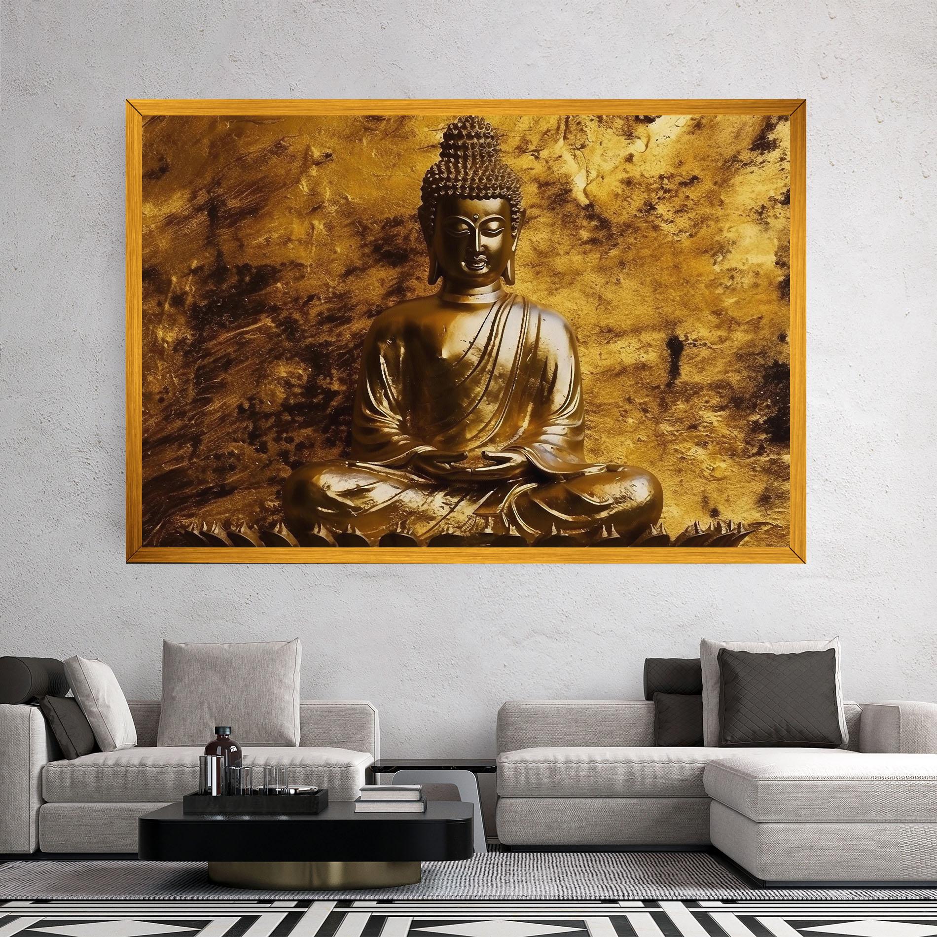 Leinwandbild Statue Gold Buddha mockup 2
