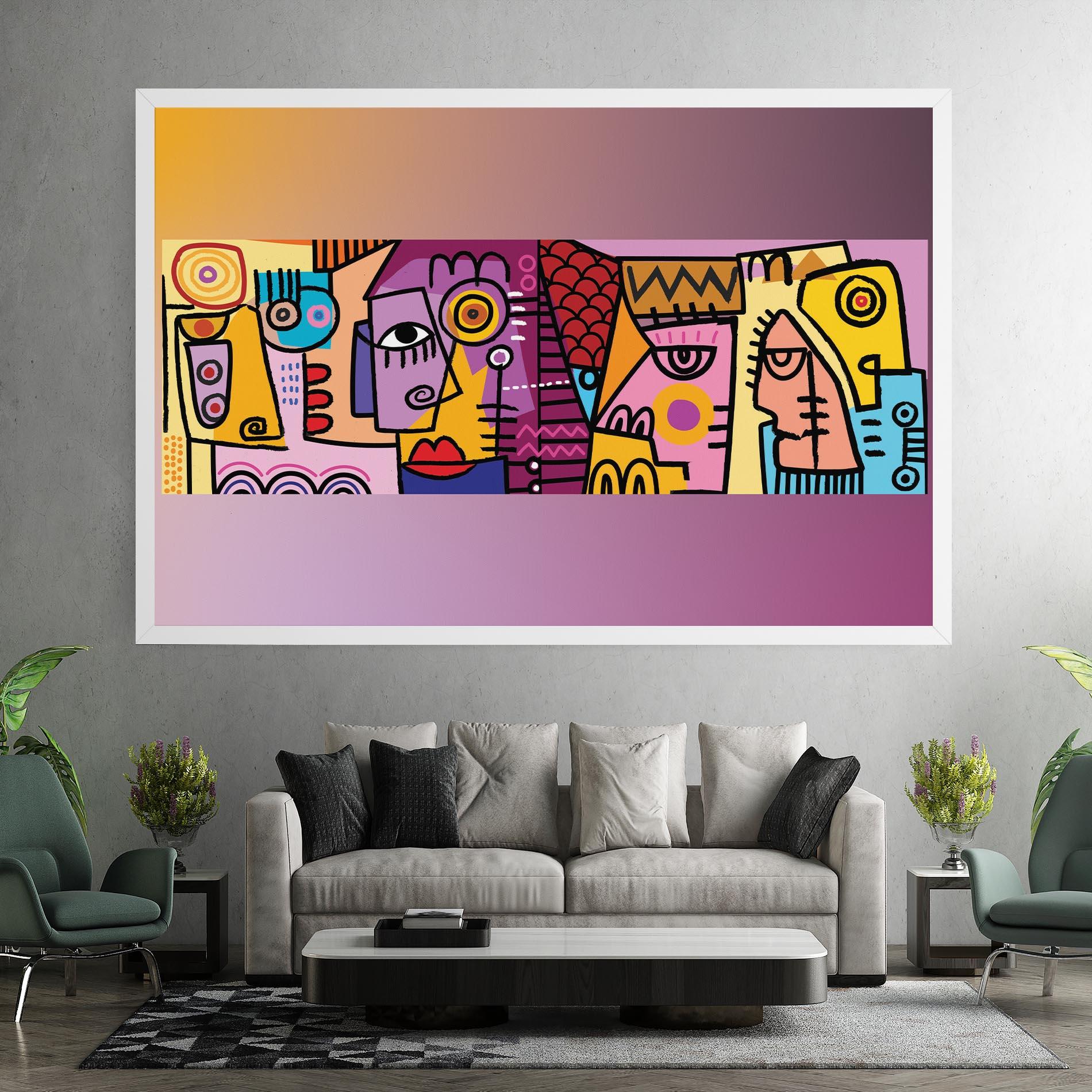 Leinwandbild Face Group Purple mockup 7