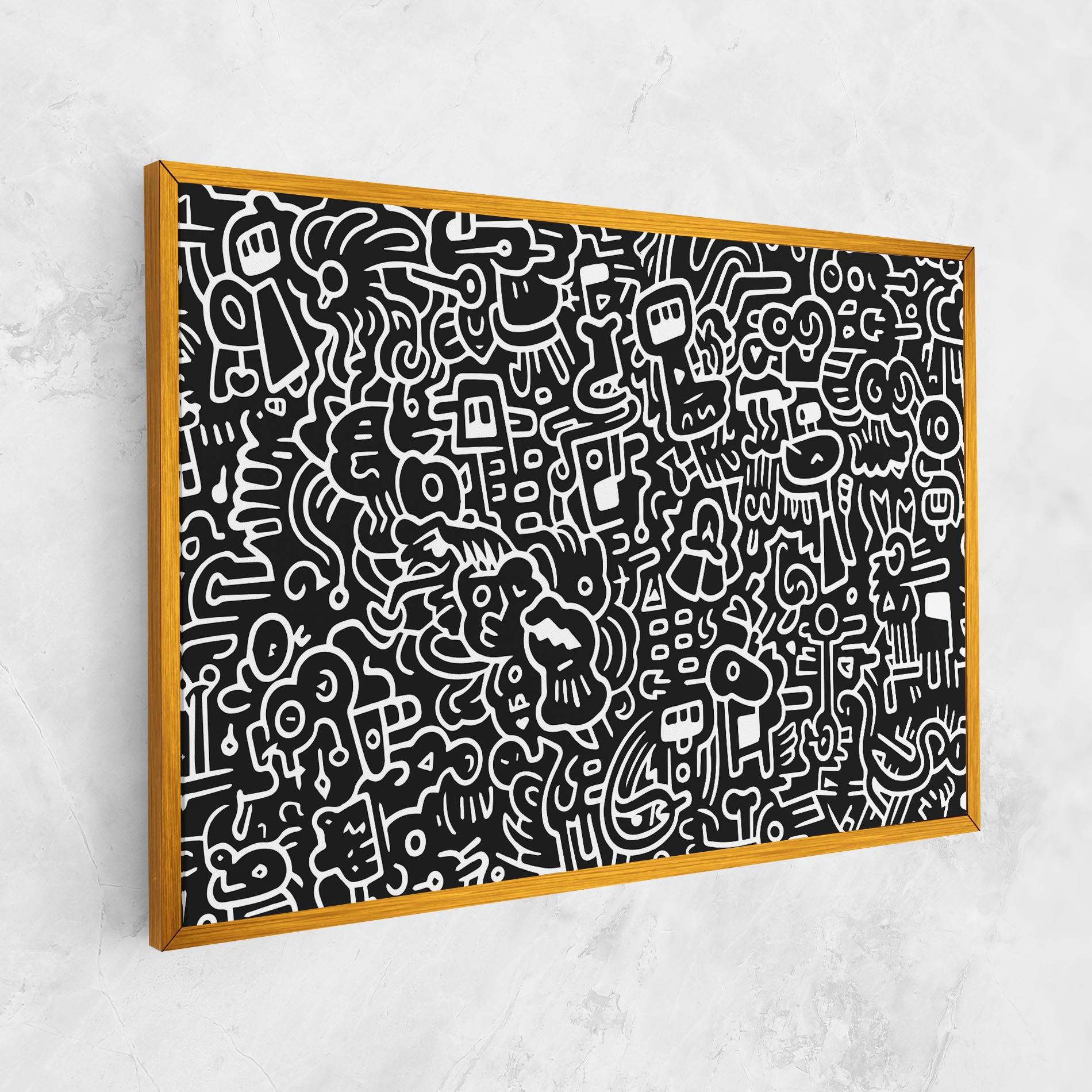 Leinwandbild White Line Doodle mockup 1