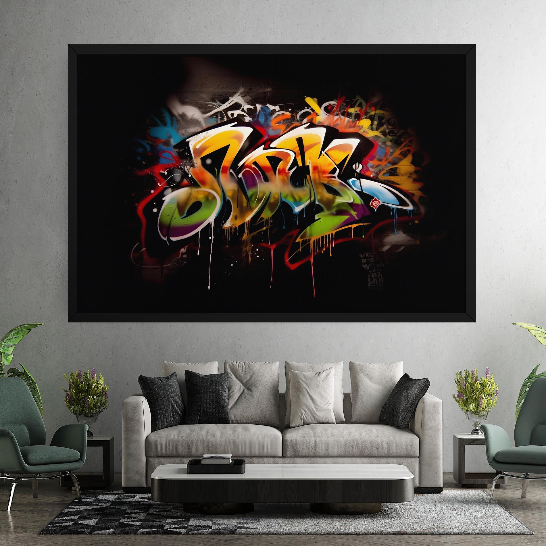 Leinwandbild Graffiti Style Wall mockup 7