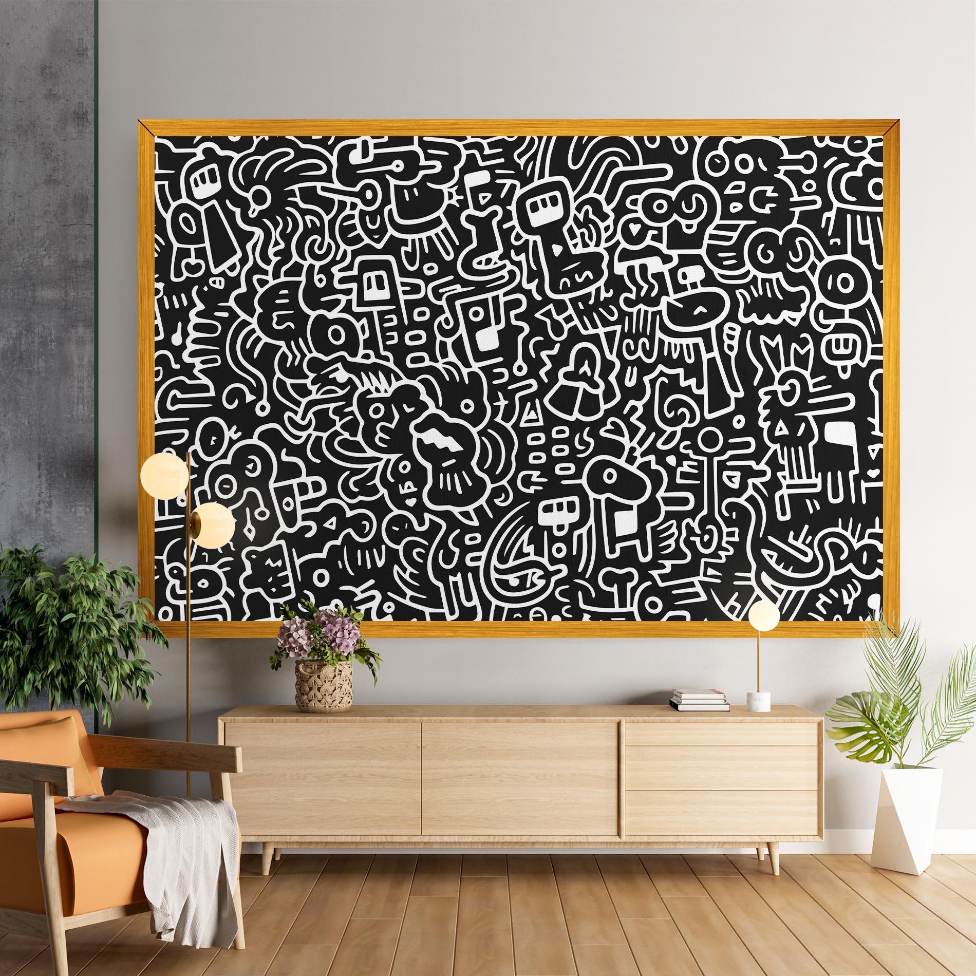 Leinwandbild White Line Doodle mockup 9