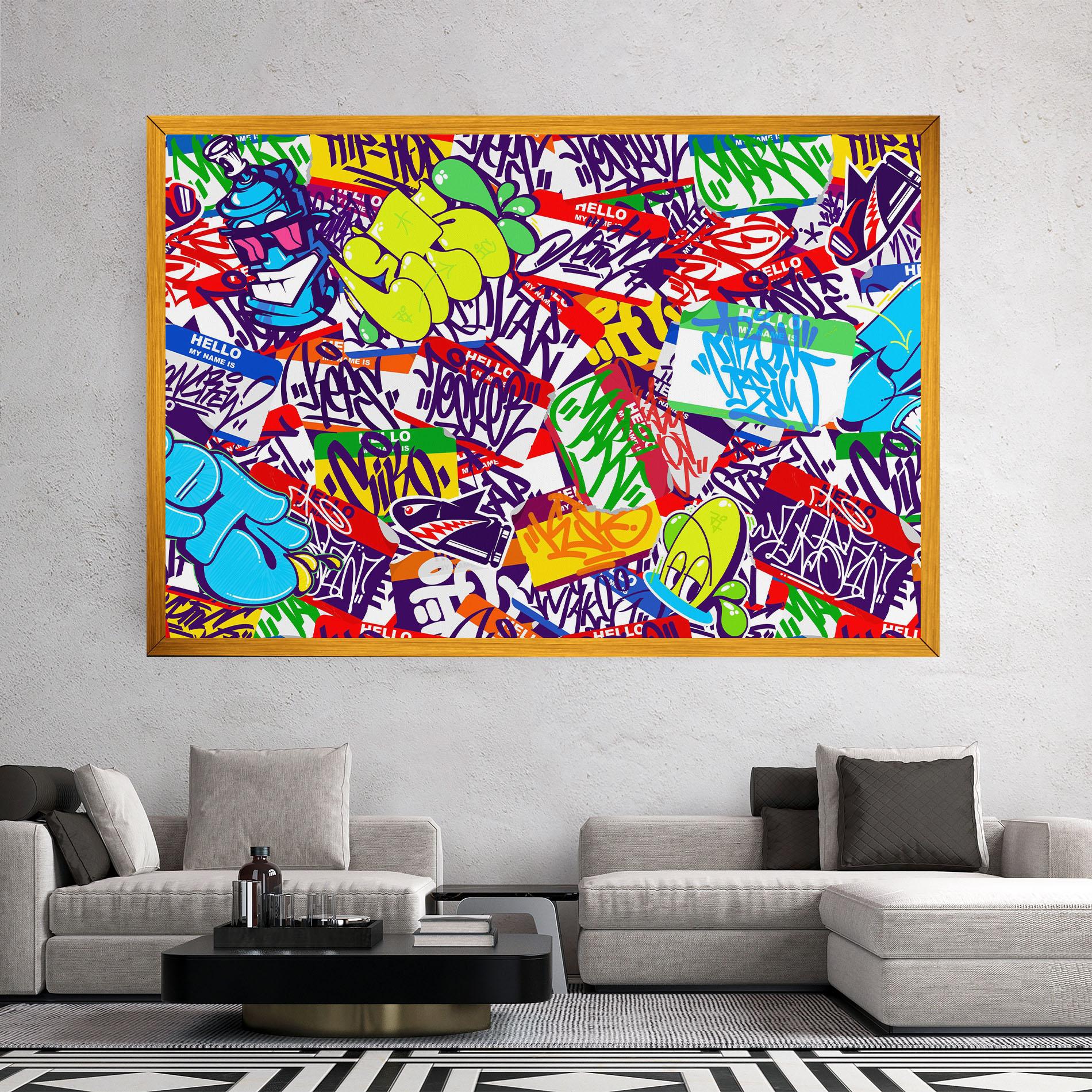 Leinwandbild Hello Graffiti Name mockup 2