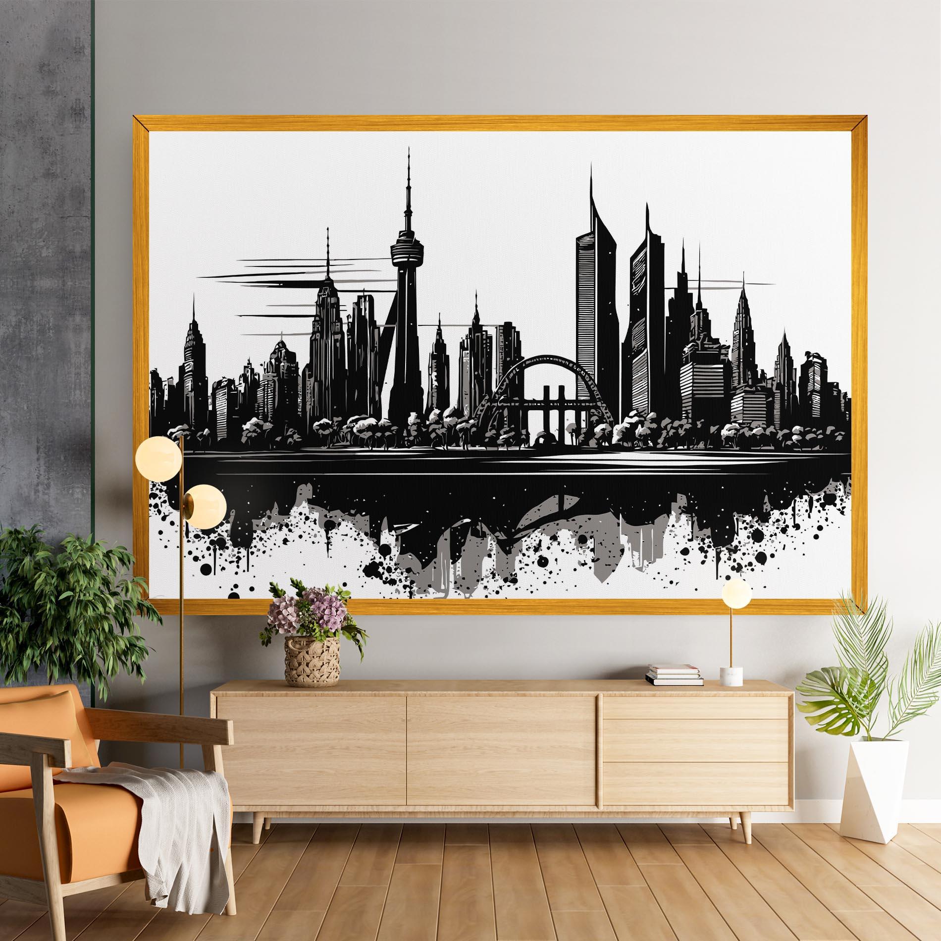 Leinwandbild Black Ink City mockup 9