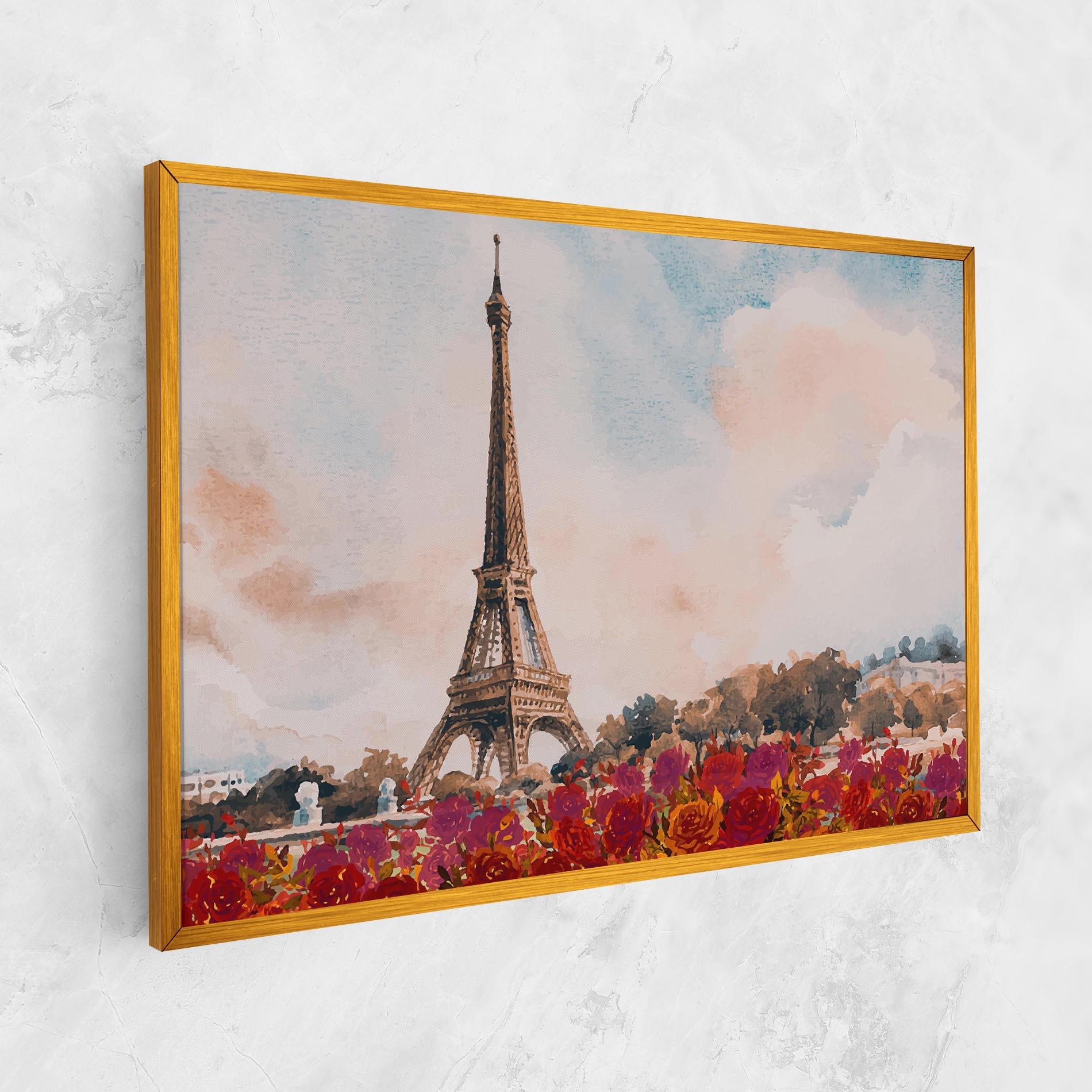 Leinwandbild Eiffel Tower Roses mockup 1