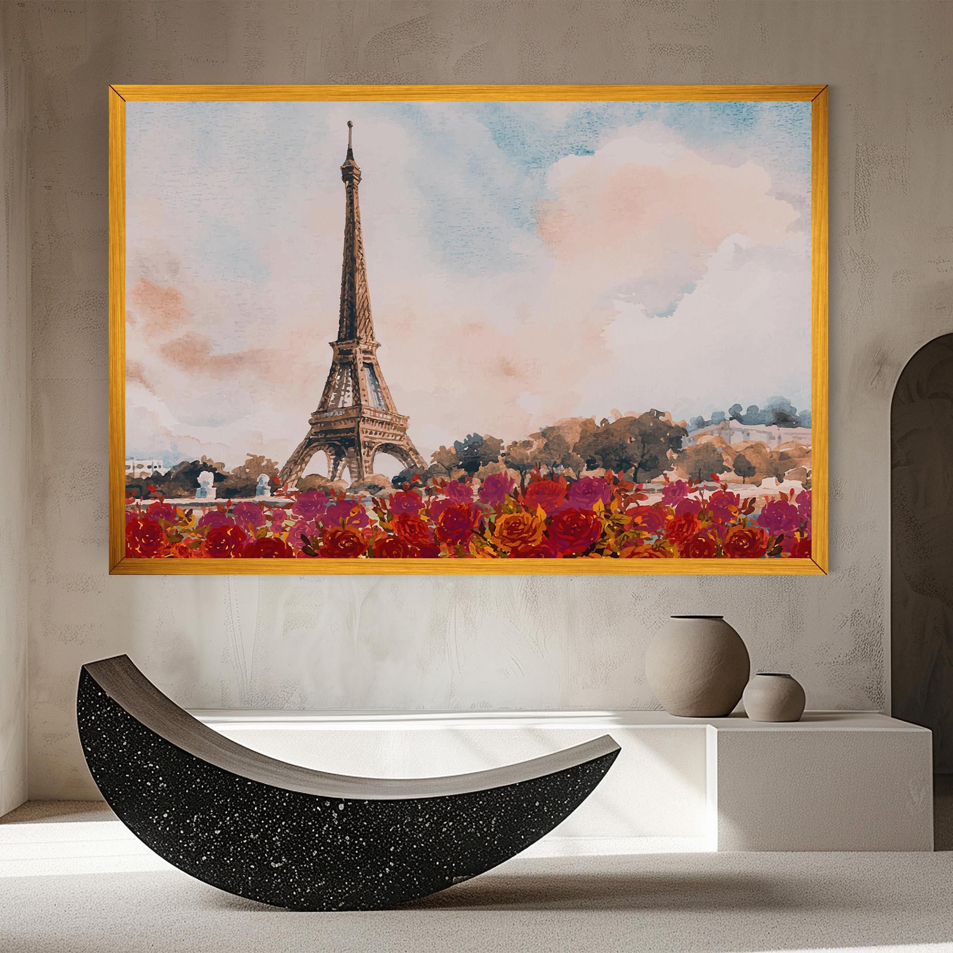 Leinwandbild Eiffel Tower Roses mockup 8
