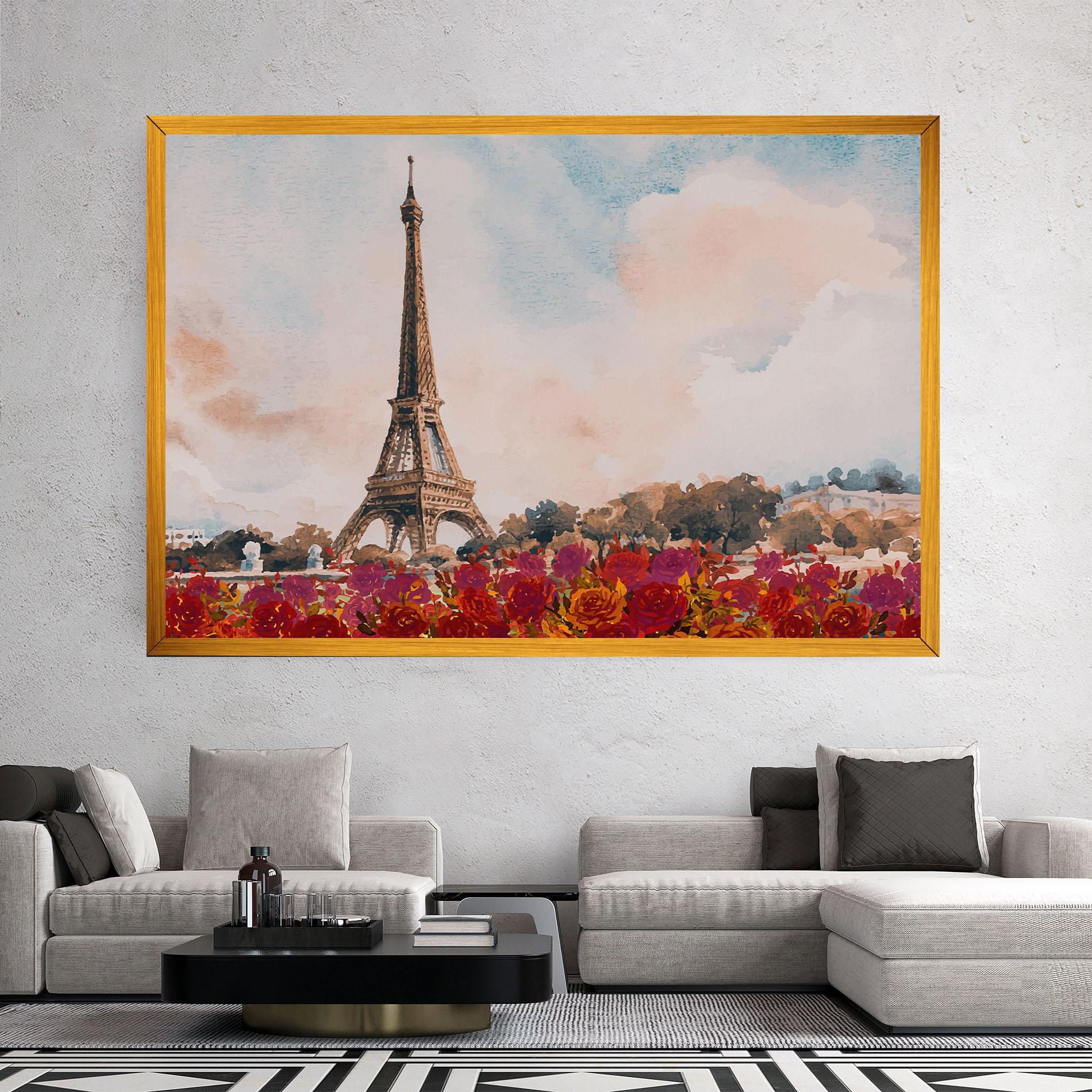 Leinwandbild Eiffel Tower Roses mockup 2