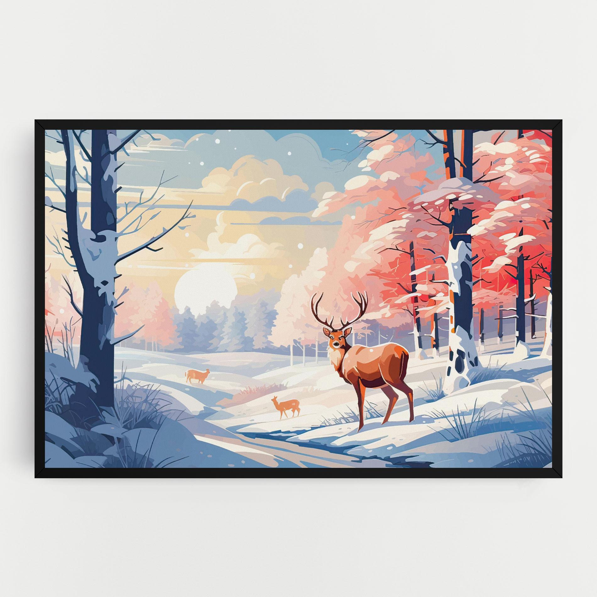Leinwandbild Winter Deer Art mockup 0