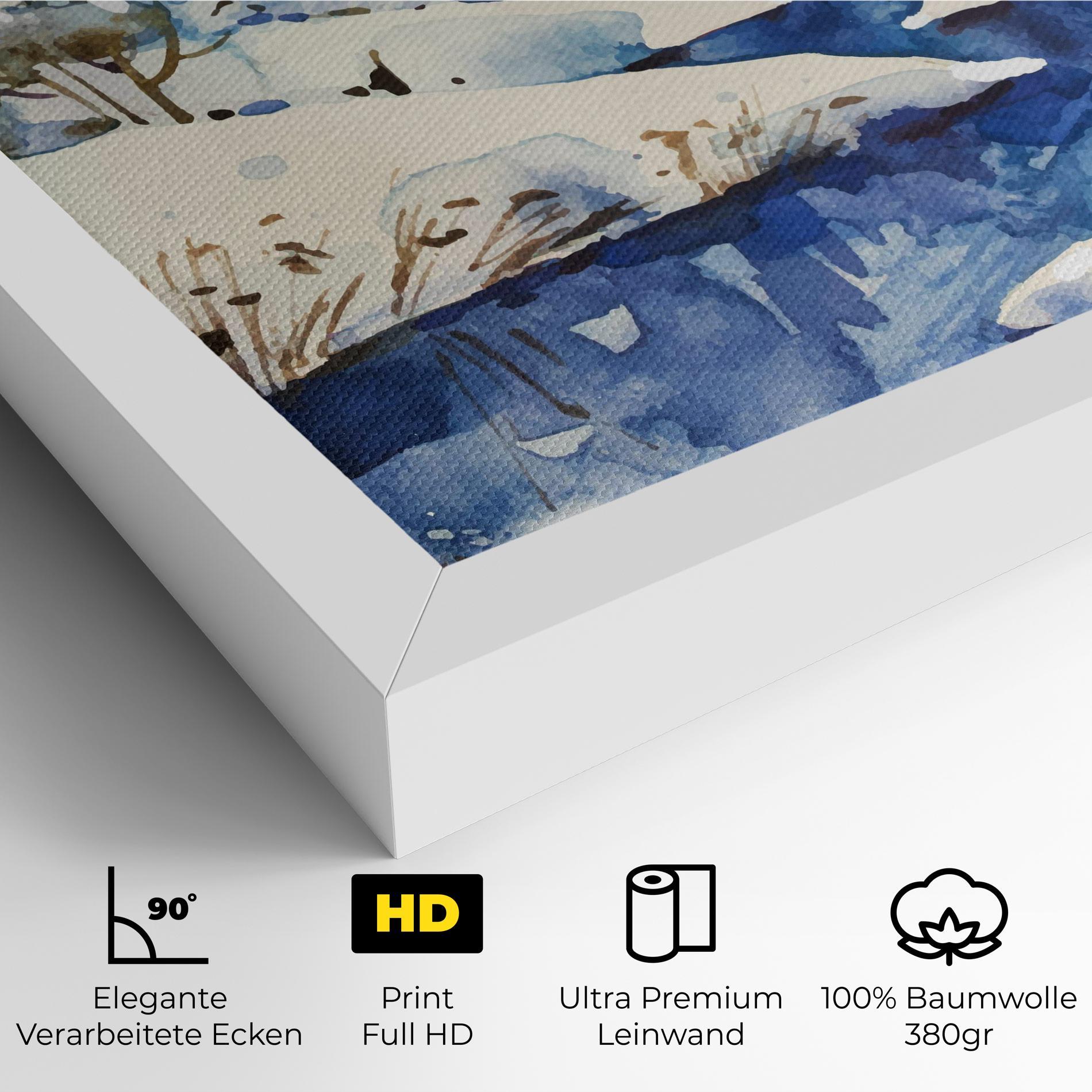 Leinwandbild Blue Trees Winter mockup 4