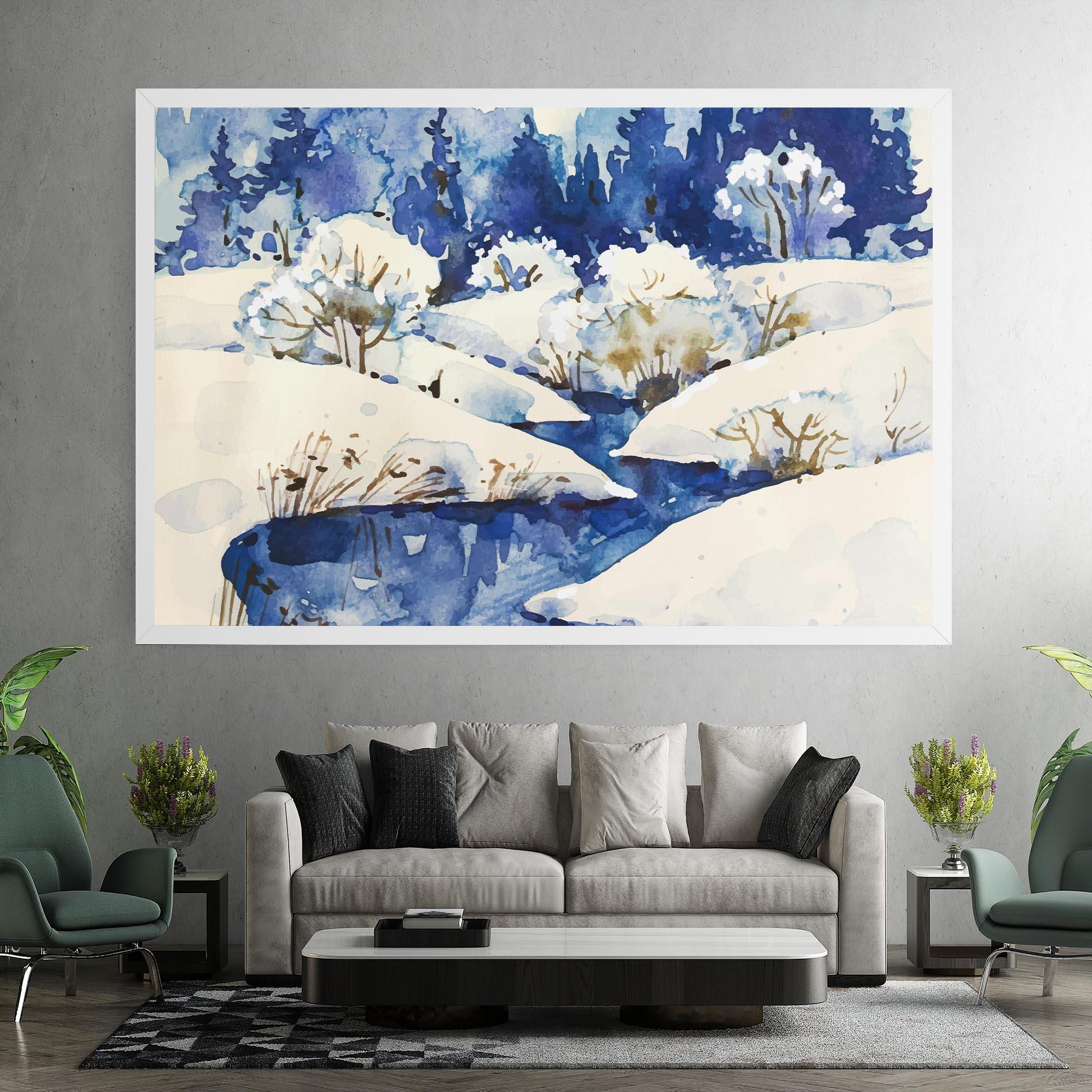 Leinwandbild Blue Trees Winter mockup 7