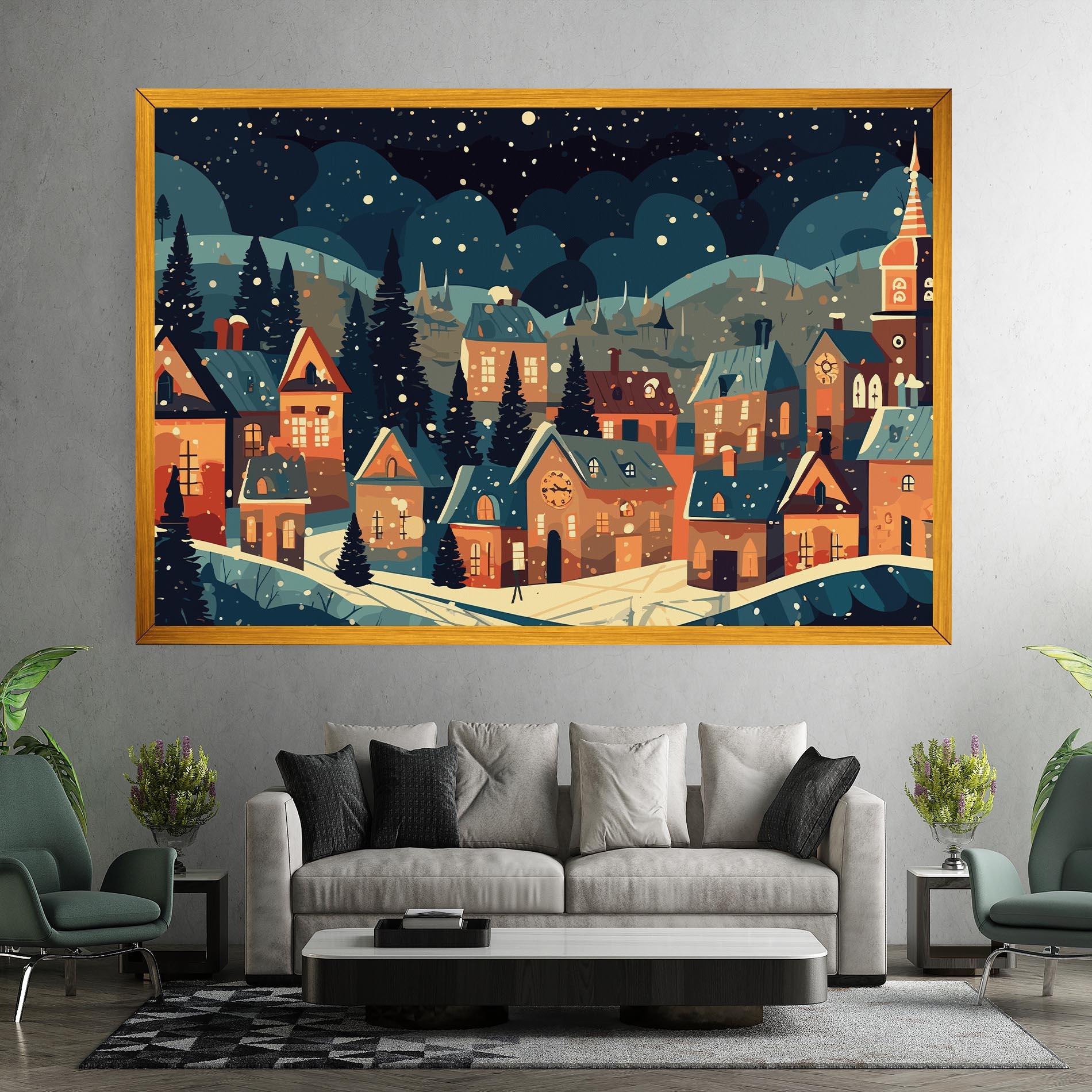 Leinwandbild Winter View Houses mockup 7