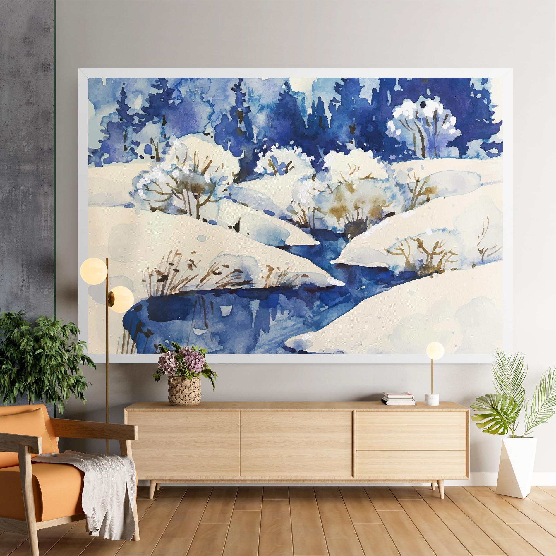 Leinwandbild Blue Trees Winter mockup 9