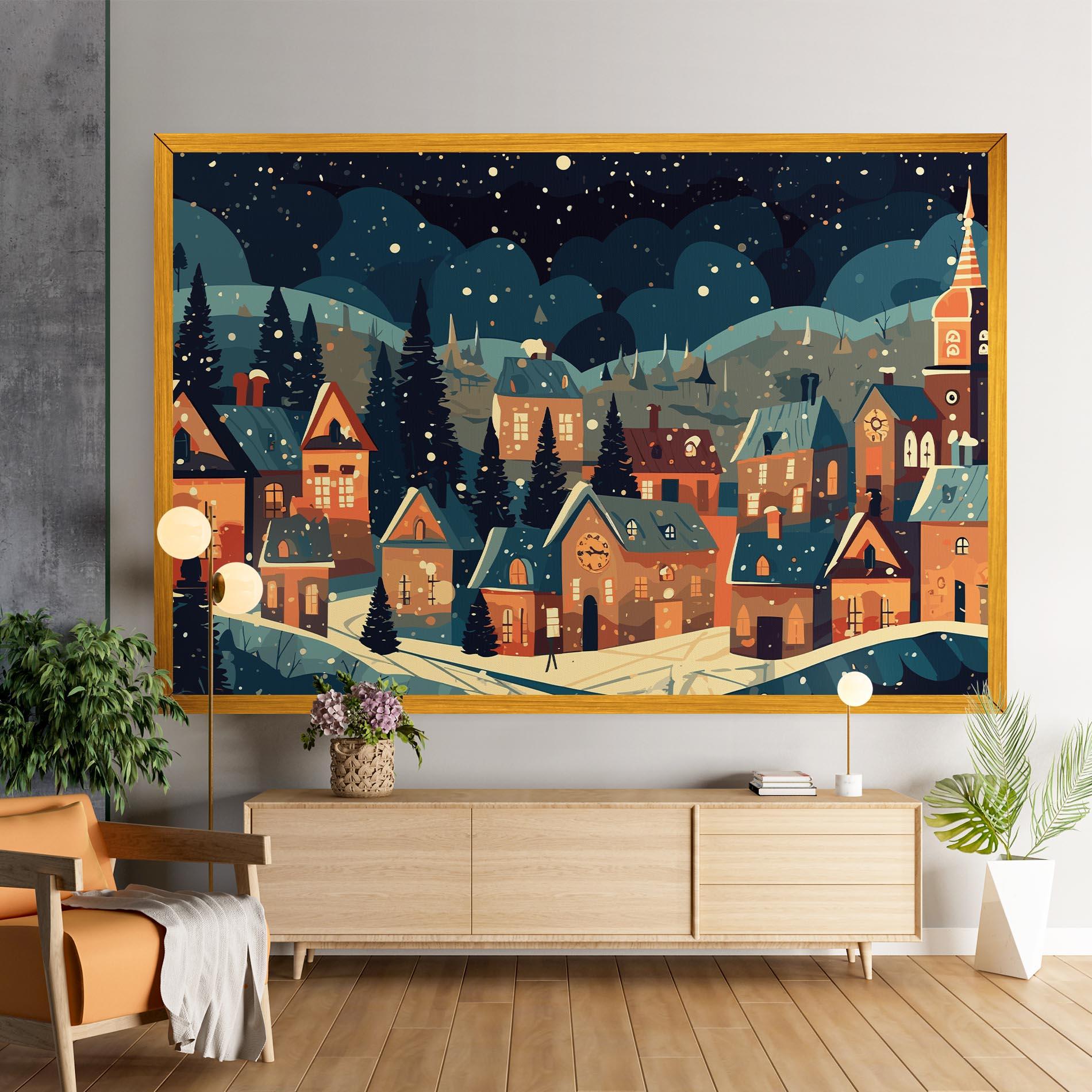 Leinwandbild Winter View Houses mockup 9