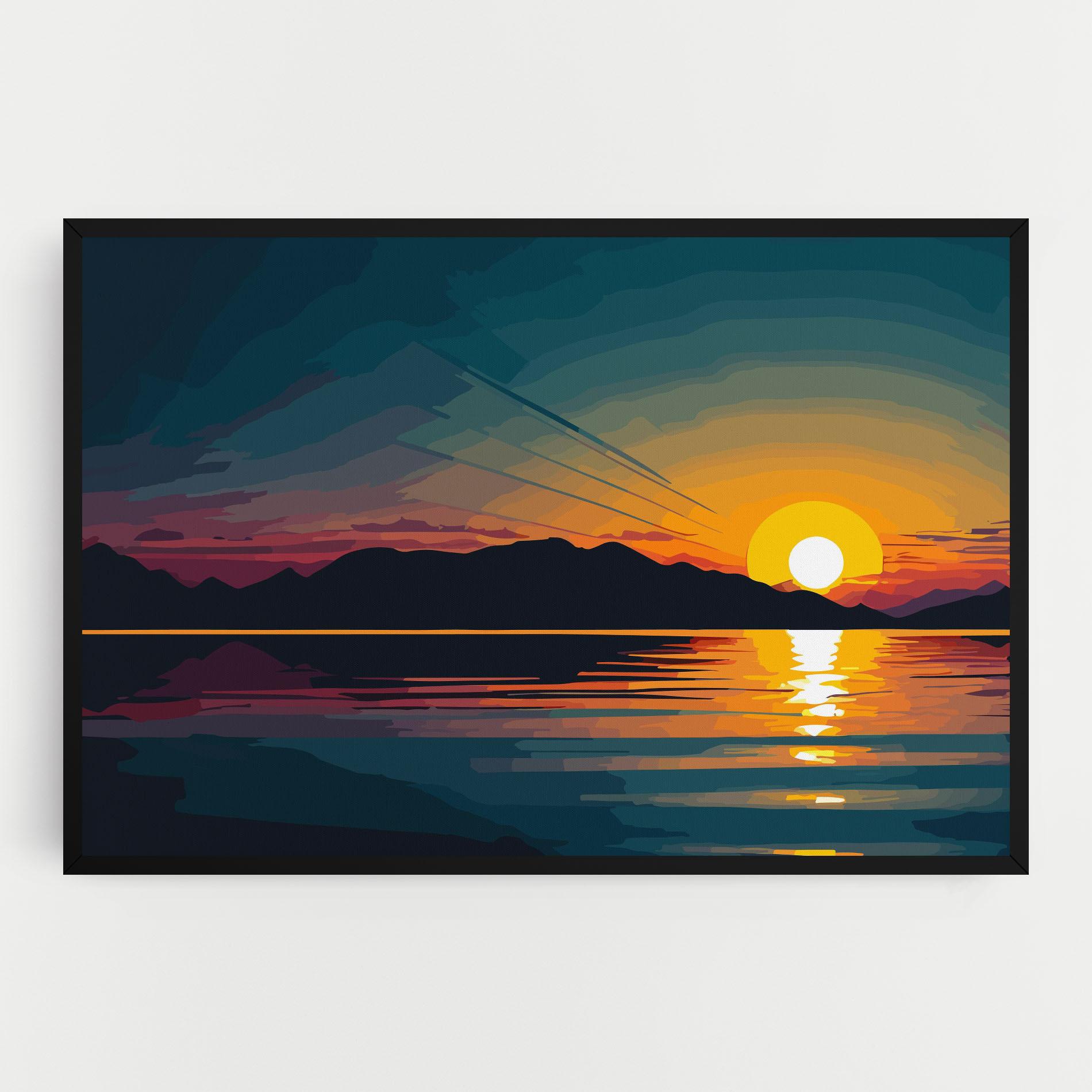 Leinwandbild Sunset Art Lake mockup 0