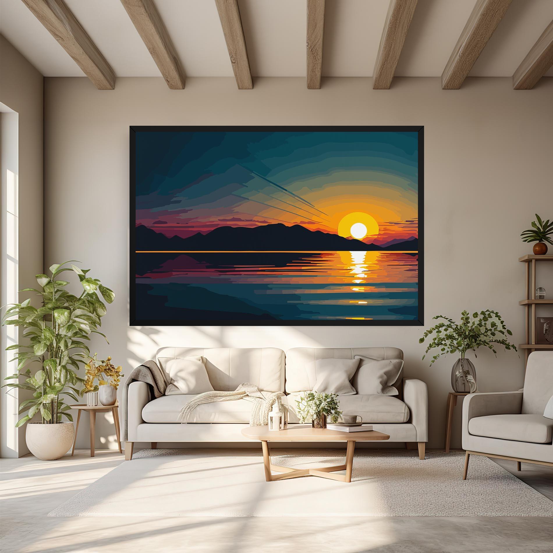 Leinwandbild Sunset Art Lake mockup 6