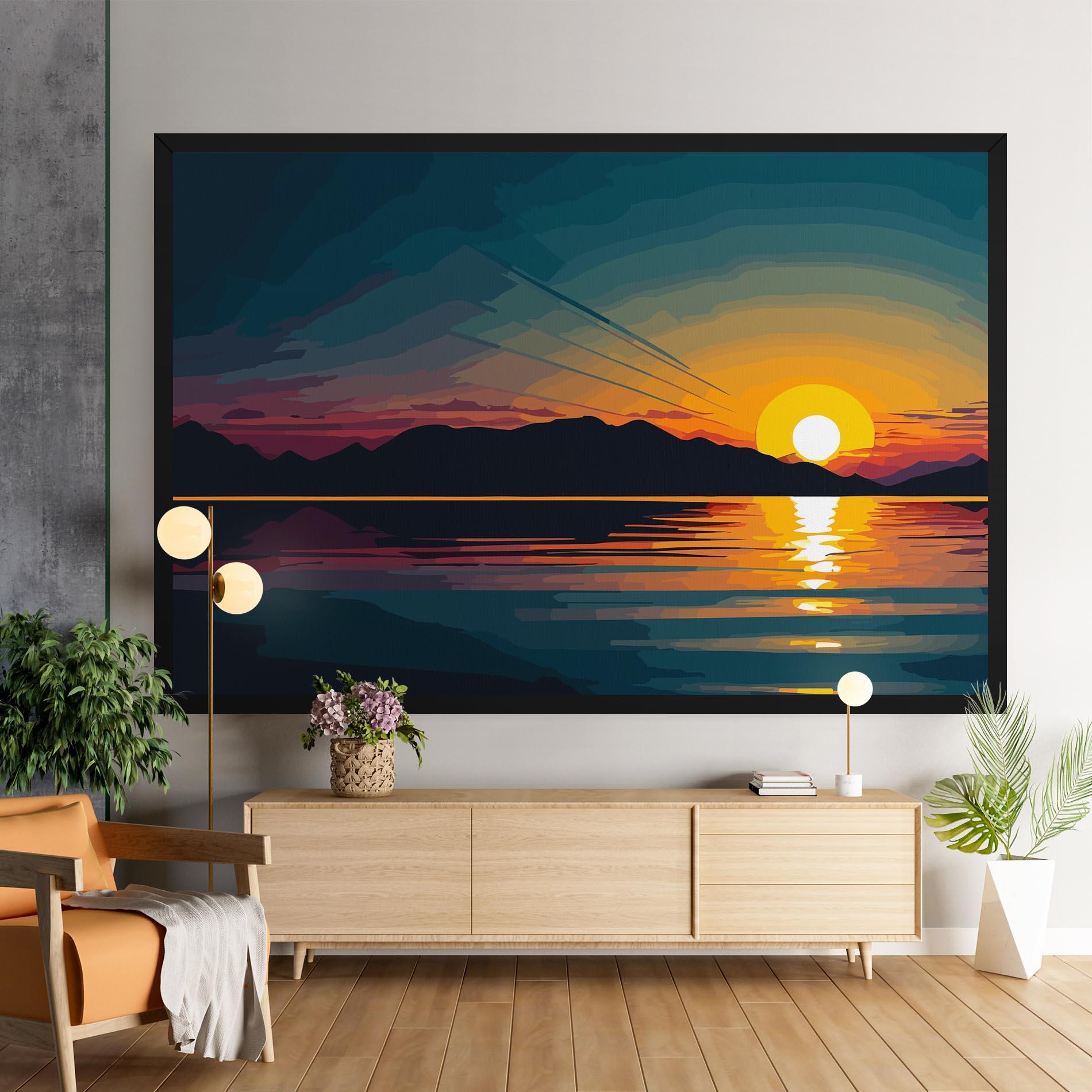 Leinwandbild Sunset Art Lake mockup 9