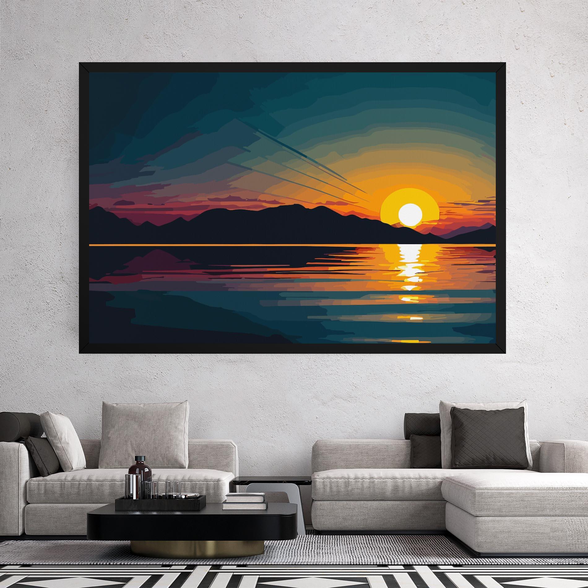 Leinwandbild Sunset Art Lake mockup 2