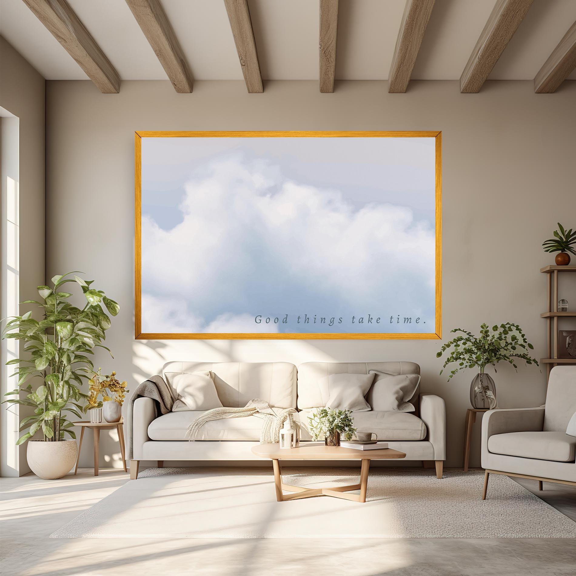 Leinwandbild Clouds Text White mockup 6