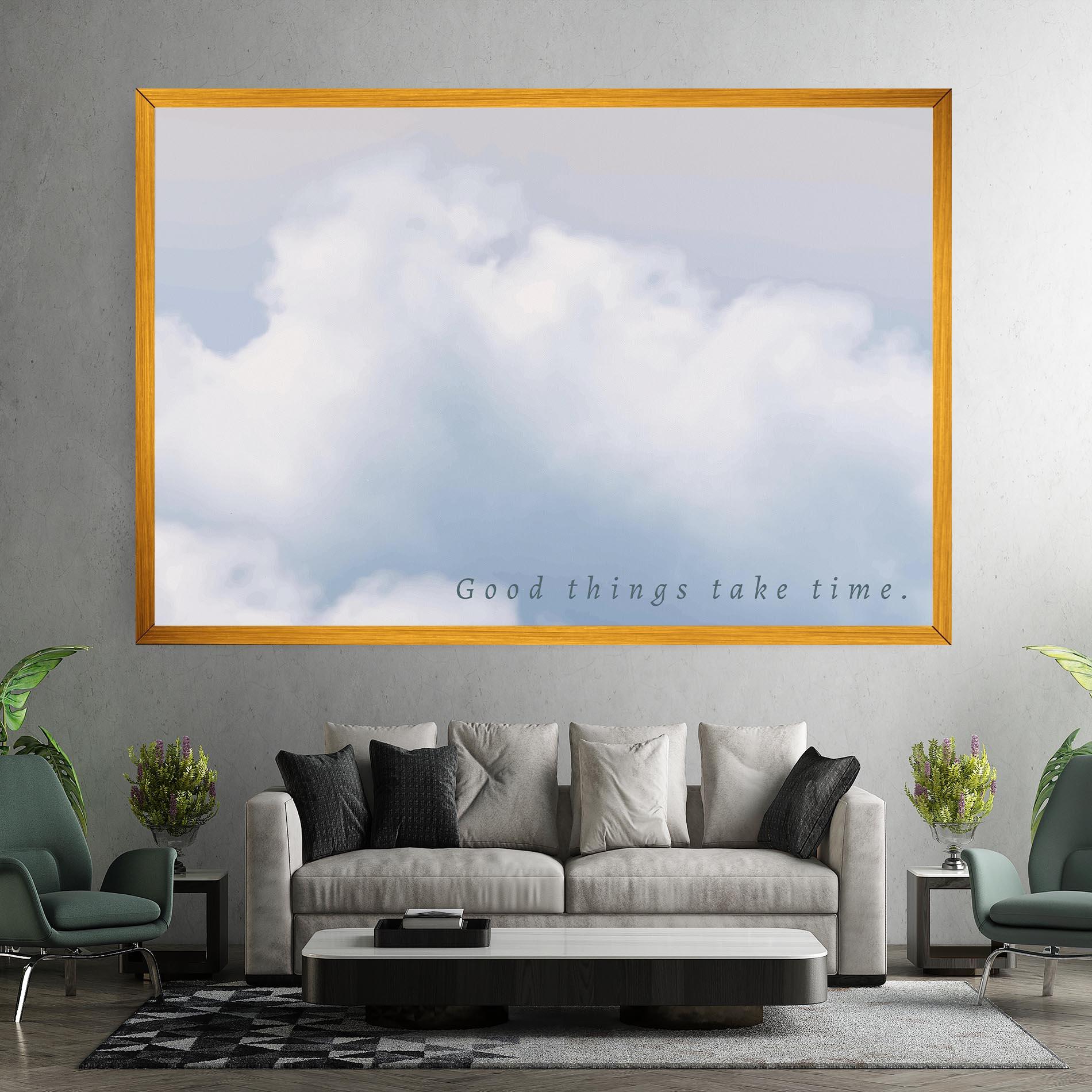 Leinwandbild Clouds Text White mockup 7