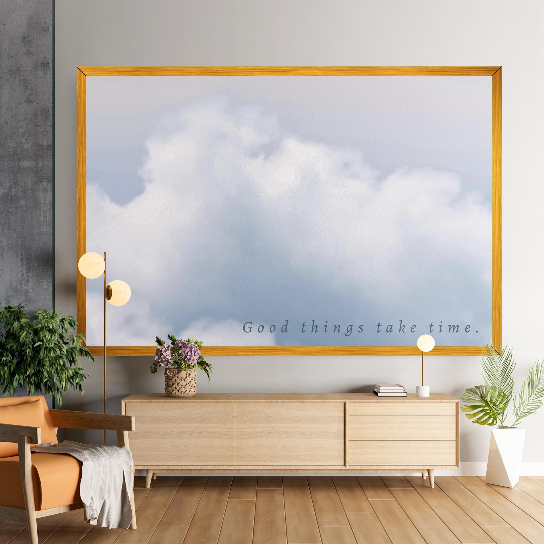Leinwandbild Clouds Text White mockup 9