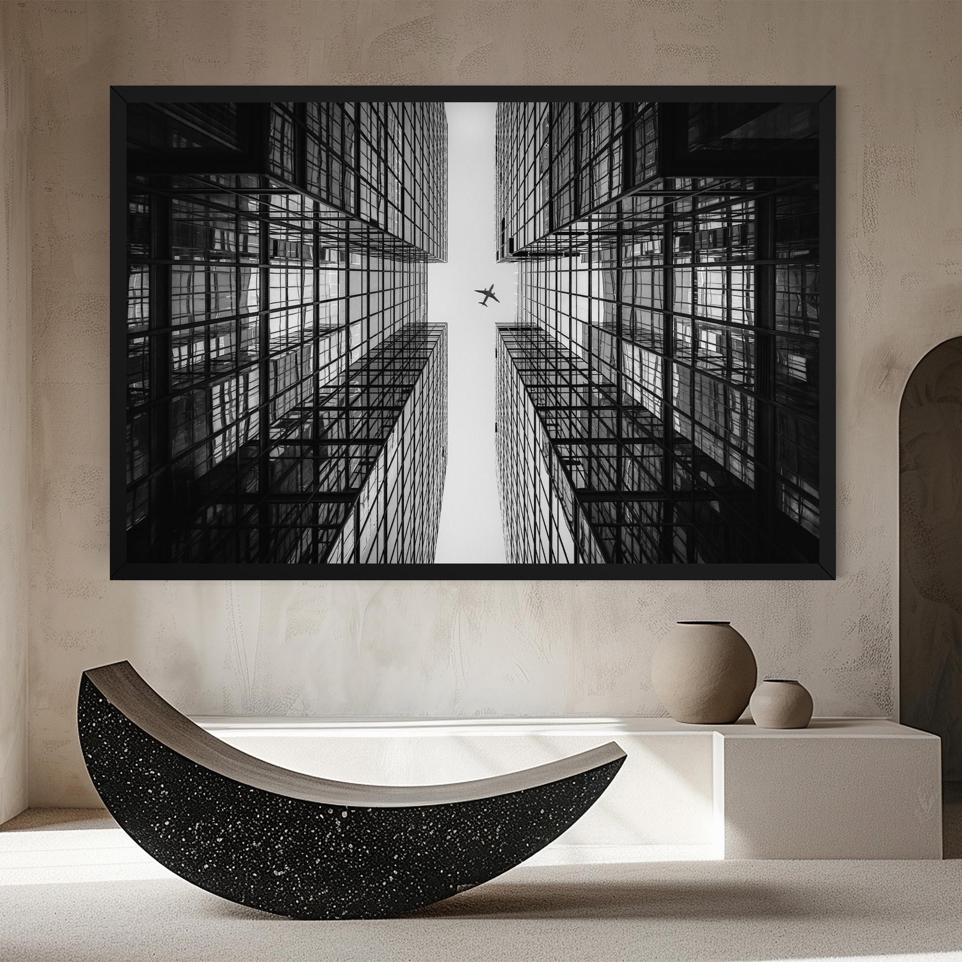 Leinwandbild Plane Grey Building mockup 8