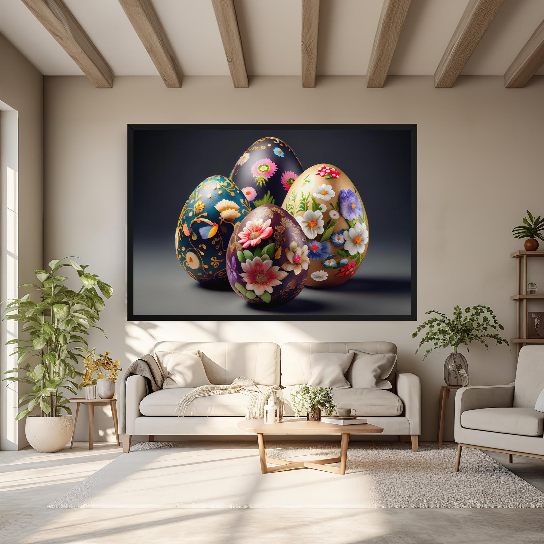 Leinwandbild Easter Egs Flowers mockup 6