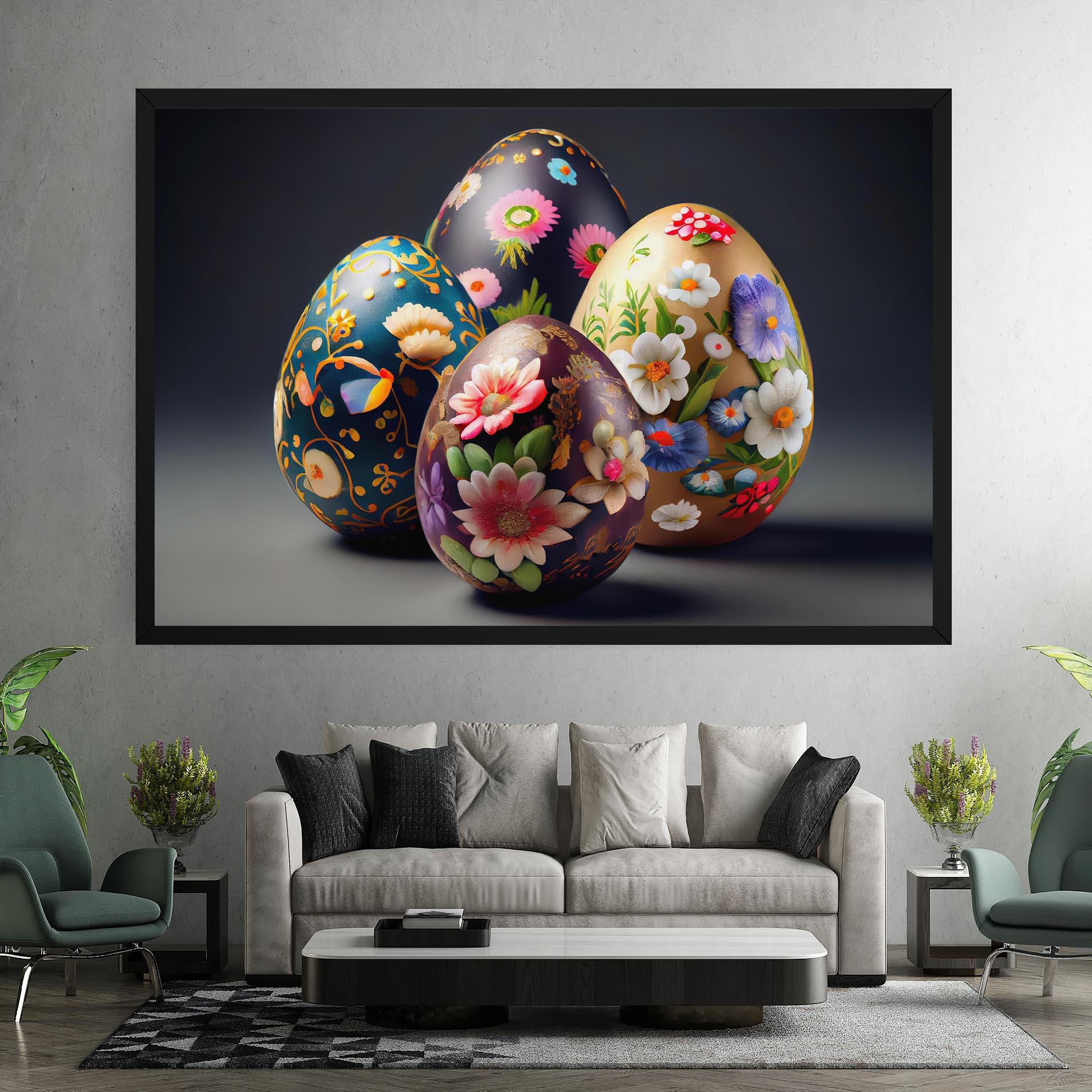Leinwandbild Easter Egs Flowers mockup 7